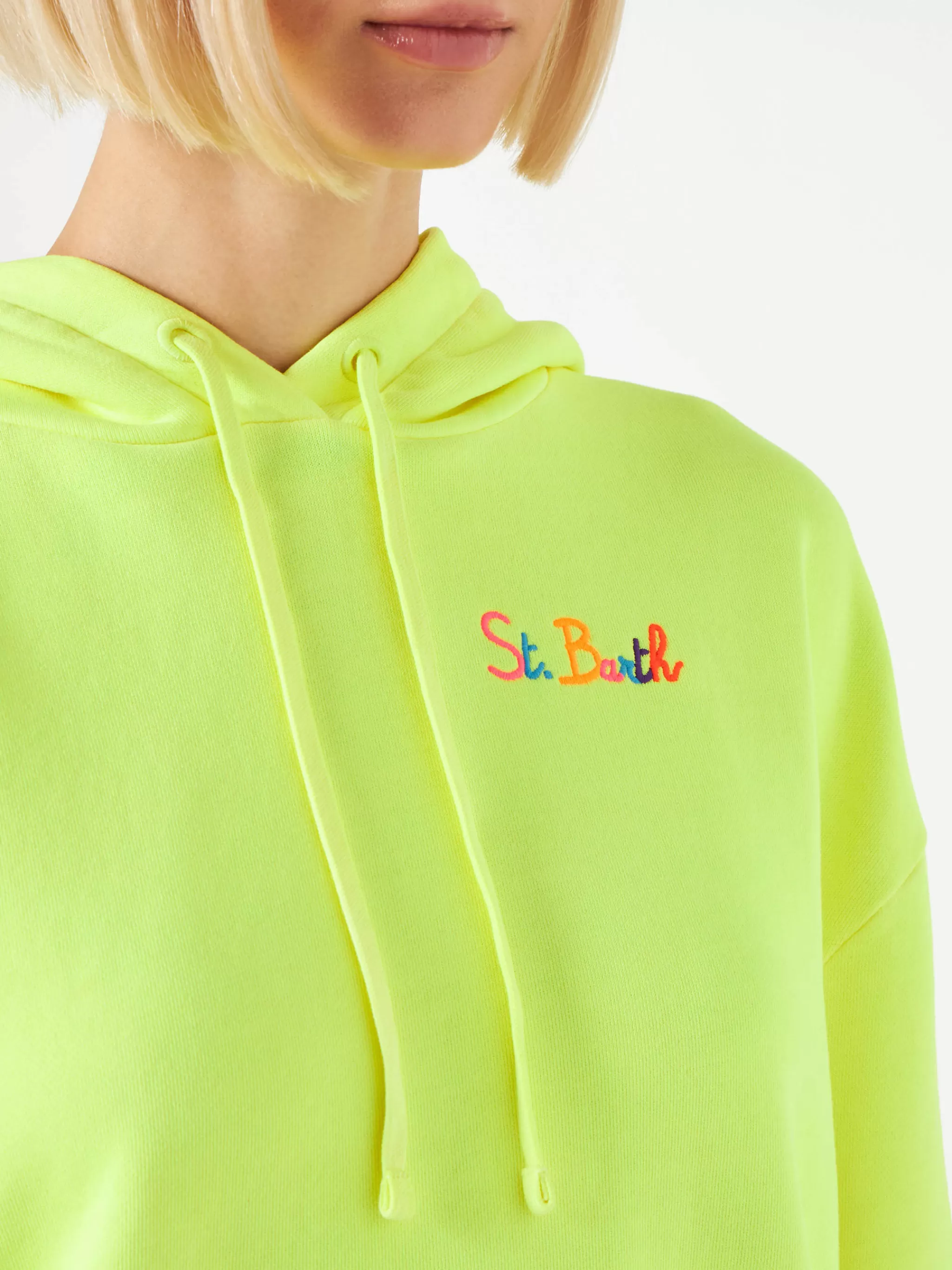 MC2 Saint Barth Fluo yellow hoodie with St. Barth embroidery Online