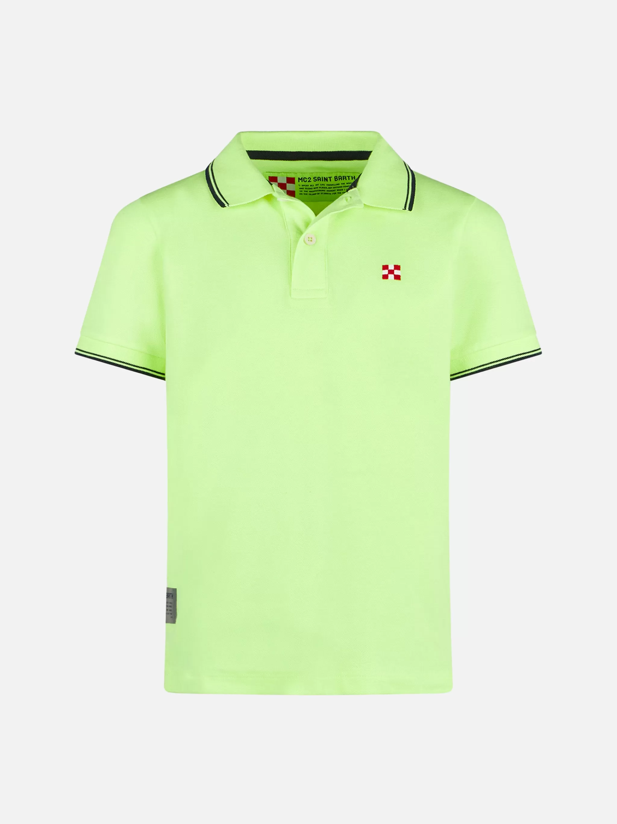 MC2 Saint Barth Fluo yellow piquet polo with St. Barth logo Shop