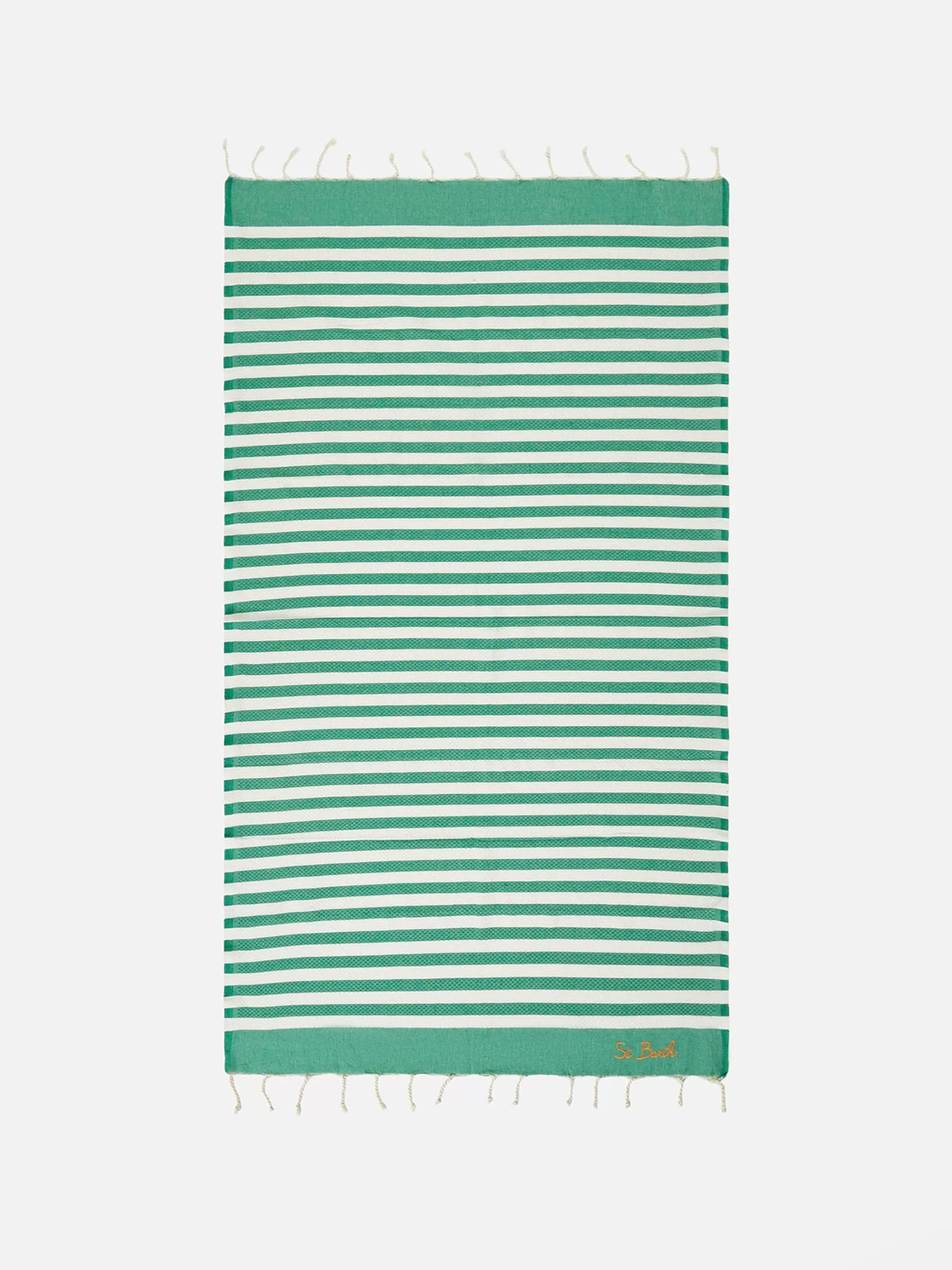 MC2 Saint Barth Fouta classic honeycomb with white and green stripes Cheap