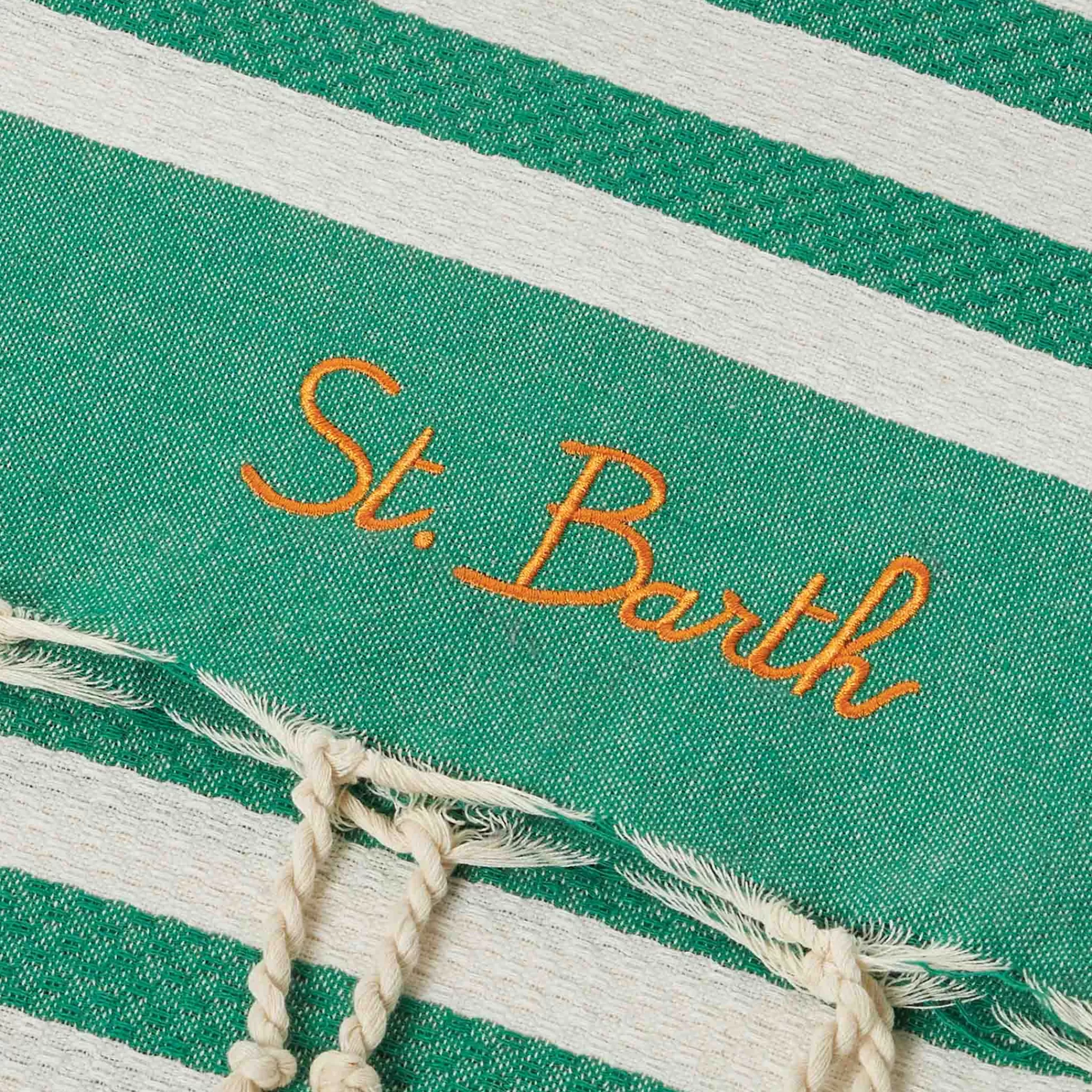 MC2 Saint Barth Fouta classic honeycomb with white and green stripes Cheap