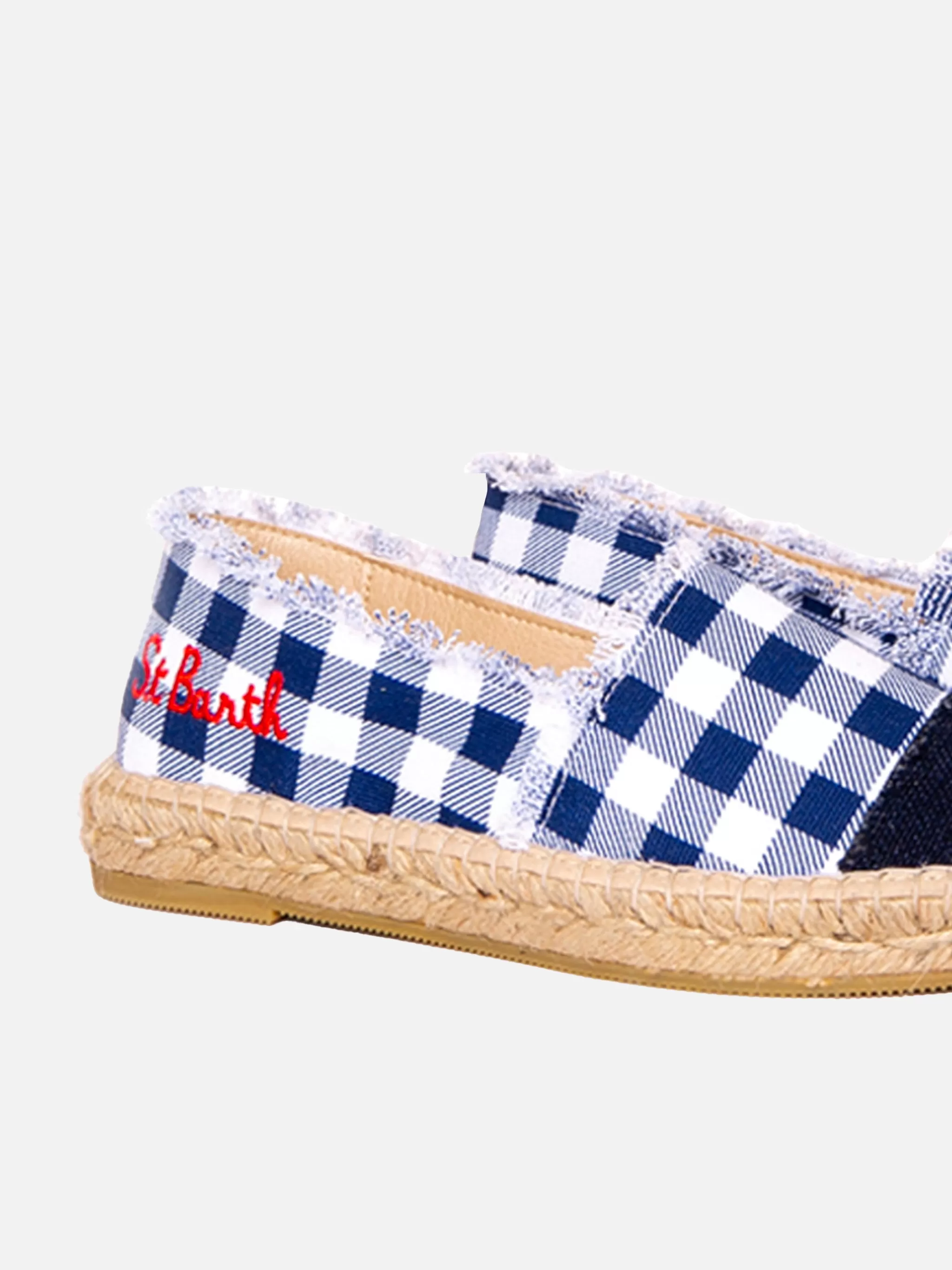 MC2 Saint Barth Gingham print canvas espadrillas with embroidery Discount