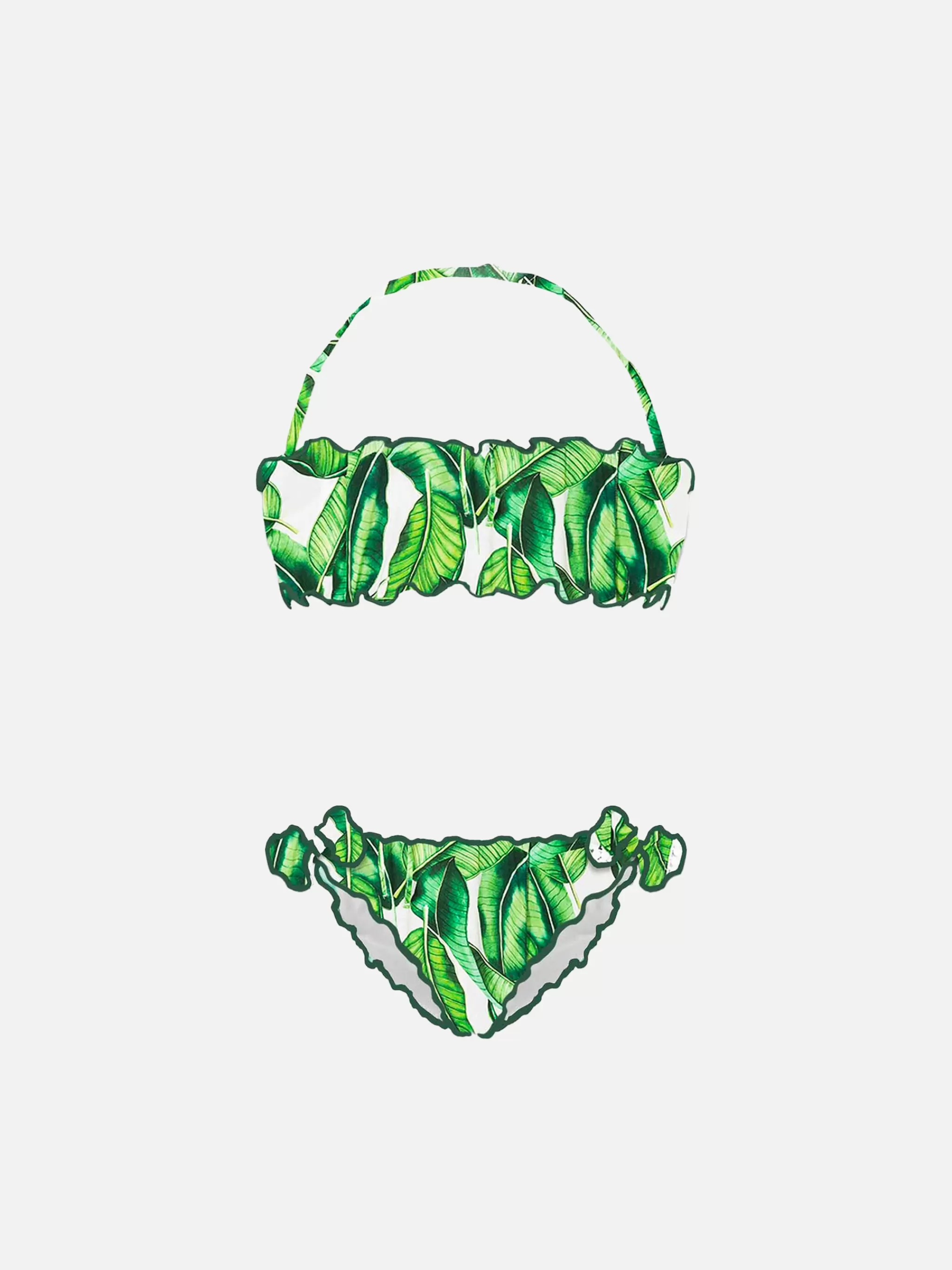 MC2 Saint Barth Girl bandeau bikini with banana leaves print Online