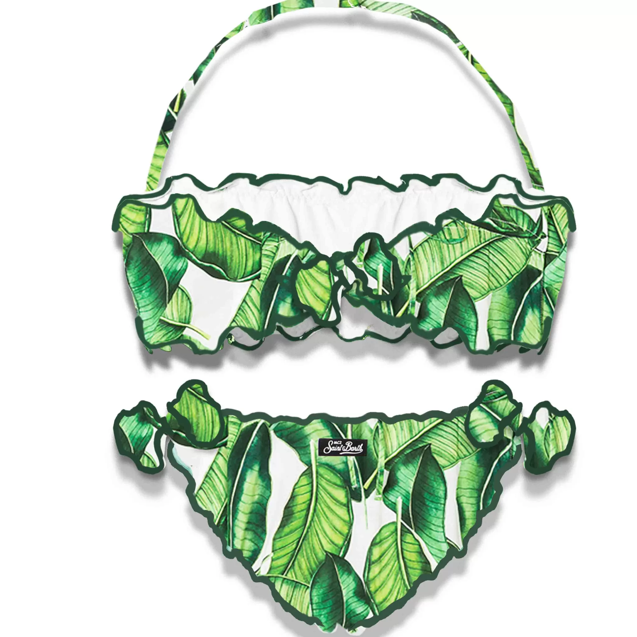 MC2 Saint Barth Girl bandeau bikini with banana leaves print Online