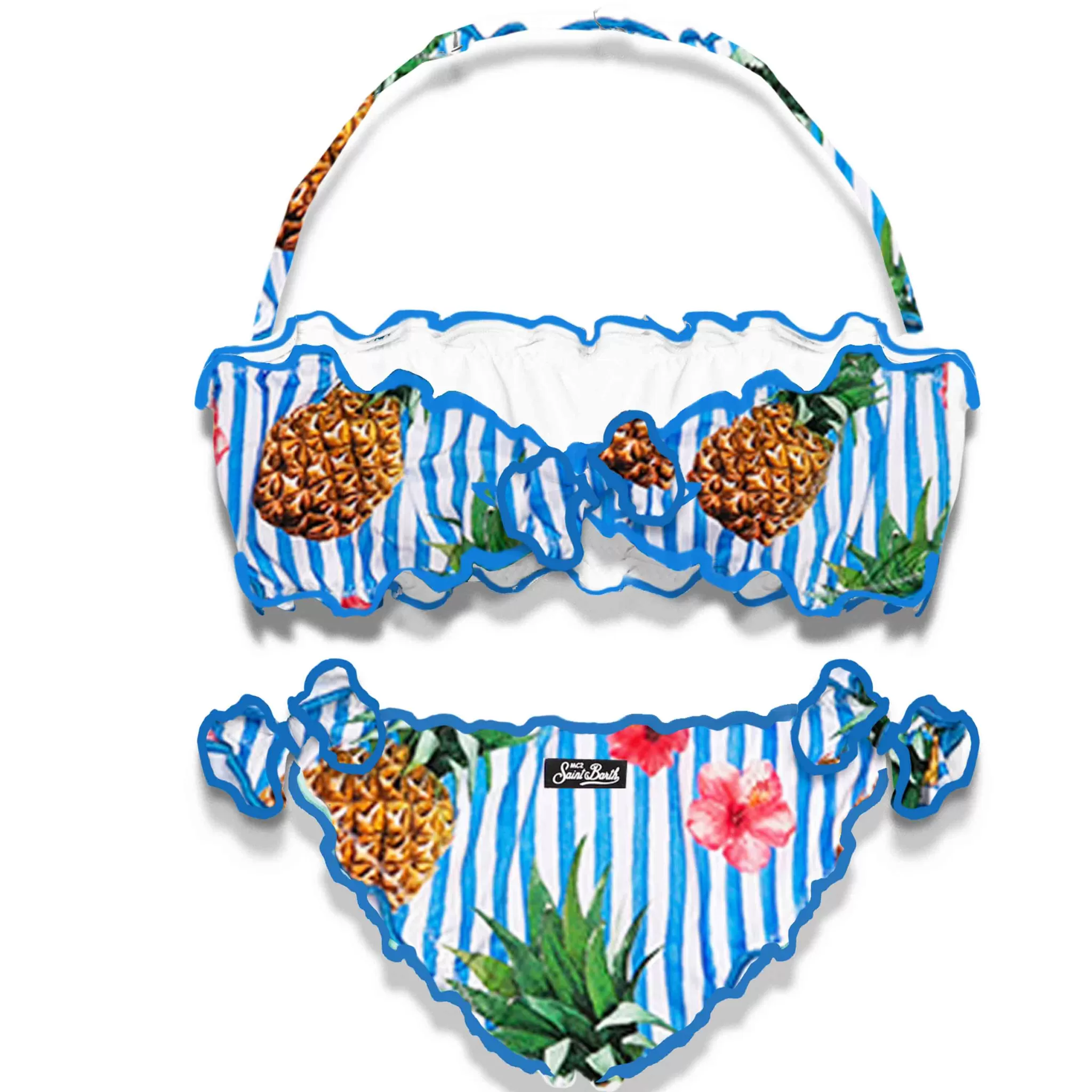 MC2 Saint Barth Girl bandeau bikini with pineapple print Store