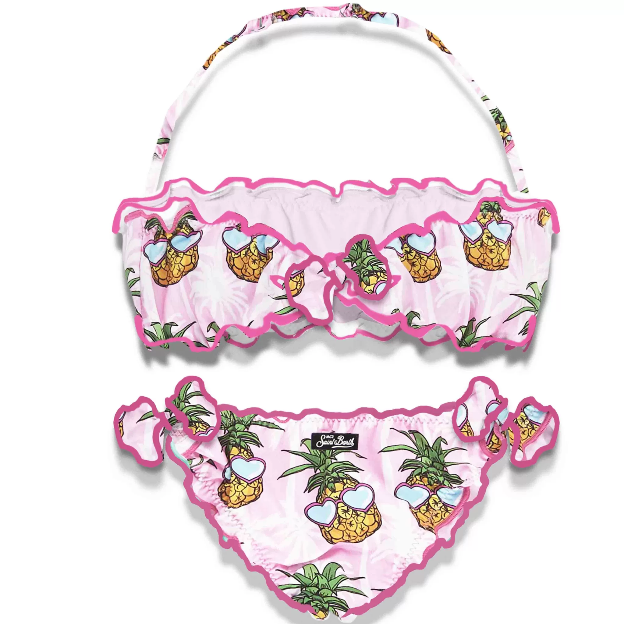 MC2 Saint Barth Girl bandeau bikini with pineapple print Cheap