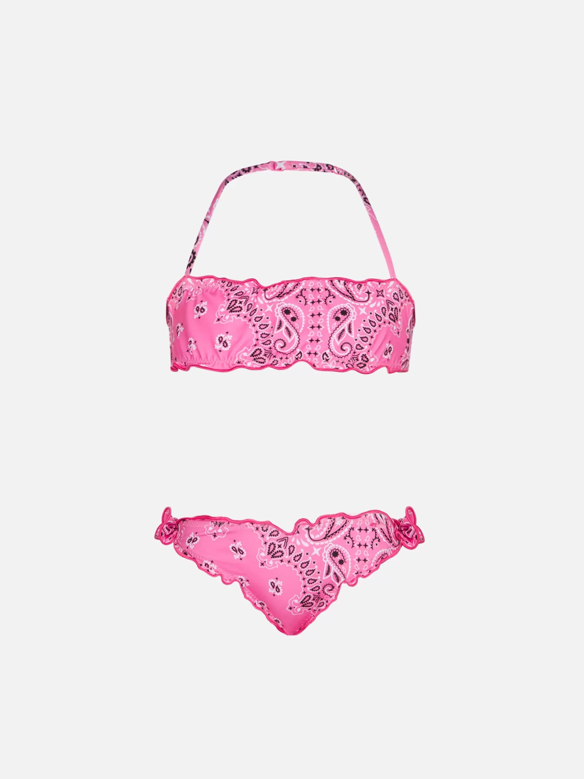 MC2 Saint Barth Girl bandeau bikini with pink bandanna print Sale