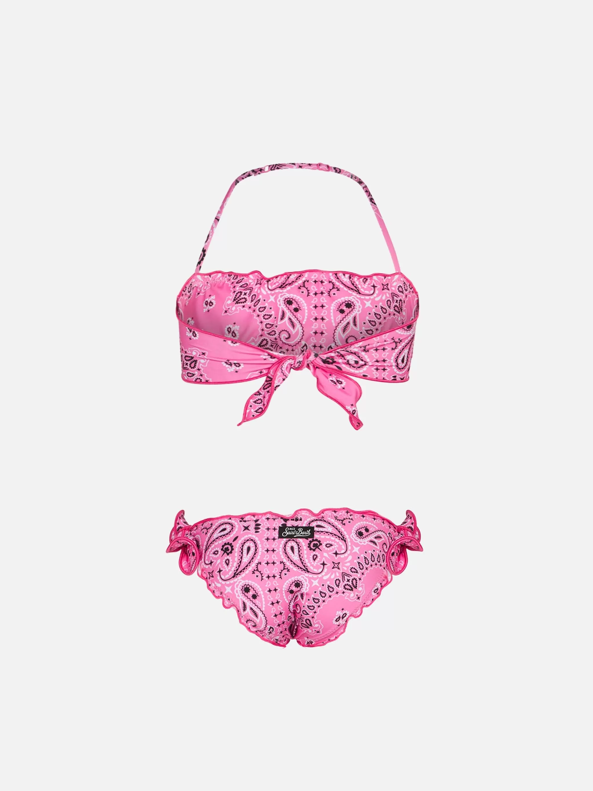 MC2 Saint Barth Girl bandeau bikini with pink bandanna print Sale