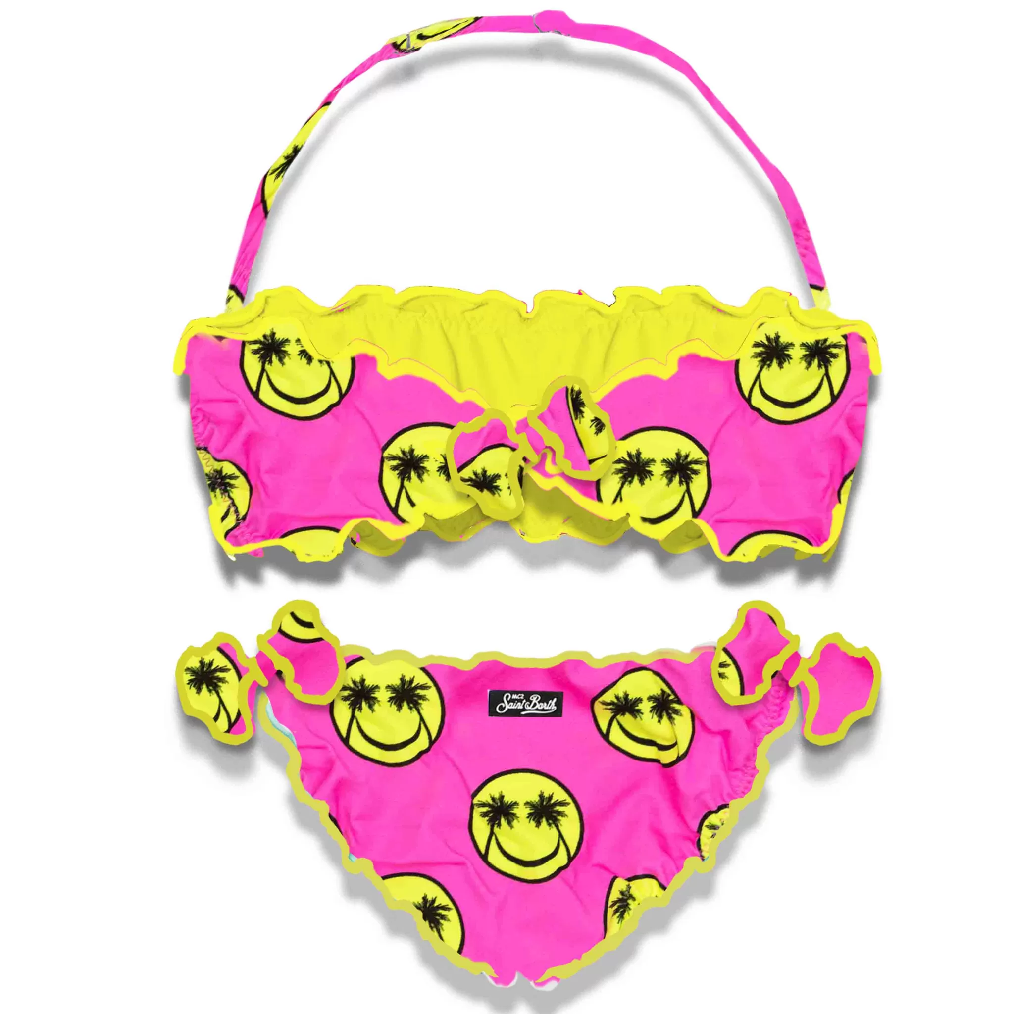 MC2 Saint Barth Girl bandeau bikini with smile print Clearance