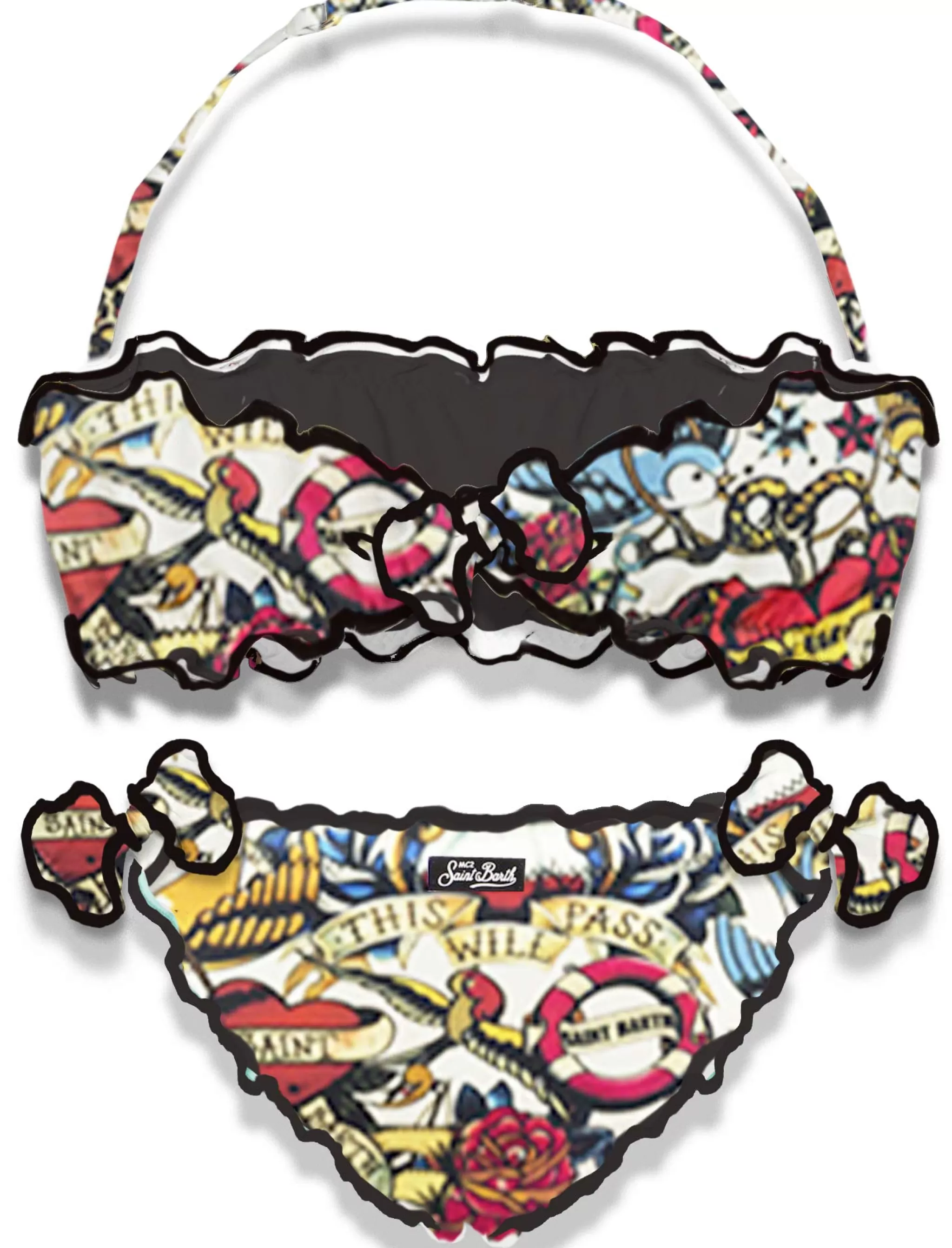 MC2 Saint Barth Girl bandeau bikini with tattoo print Online