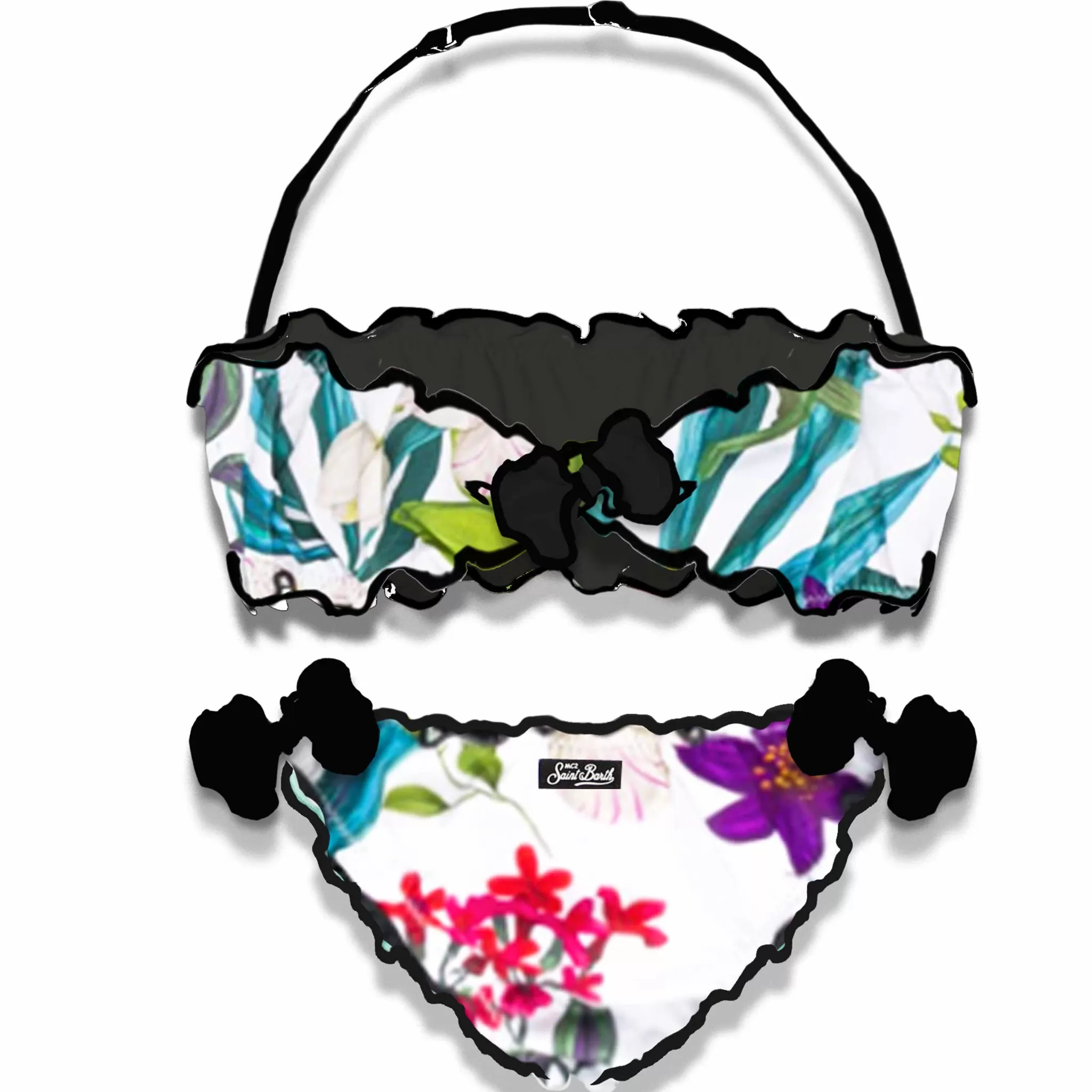 MC2 Saint Barth Girl bandeau bikini with tropical leaves Online