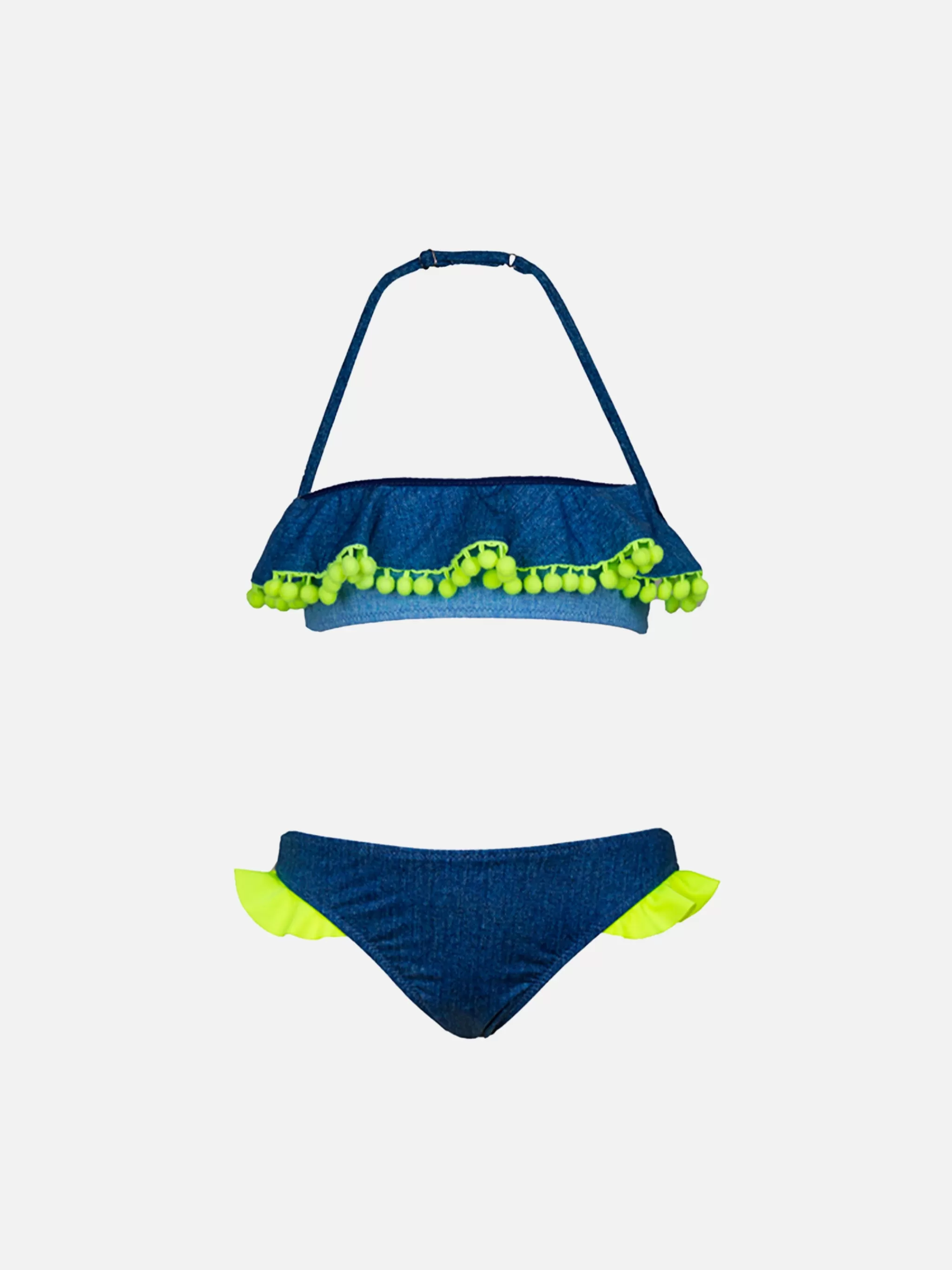 MC2 Saint Barth Girl bikini with fluo yellow pompons Best Sale