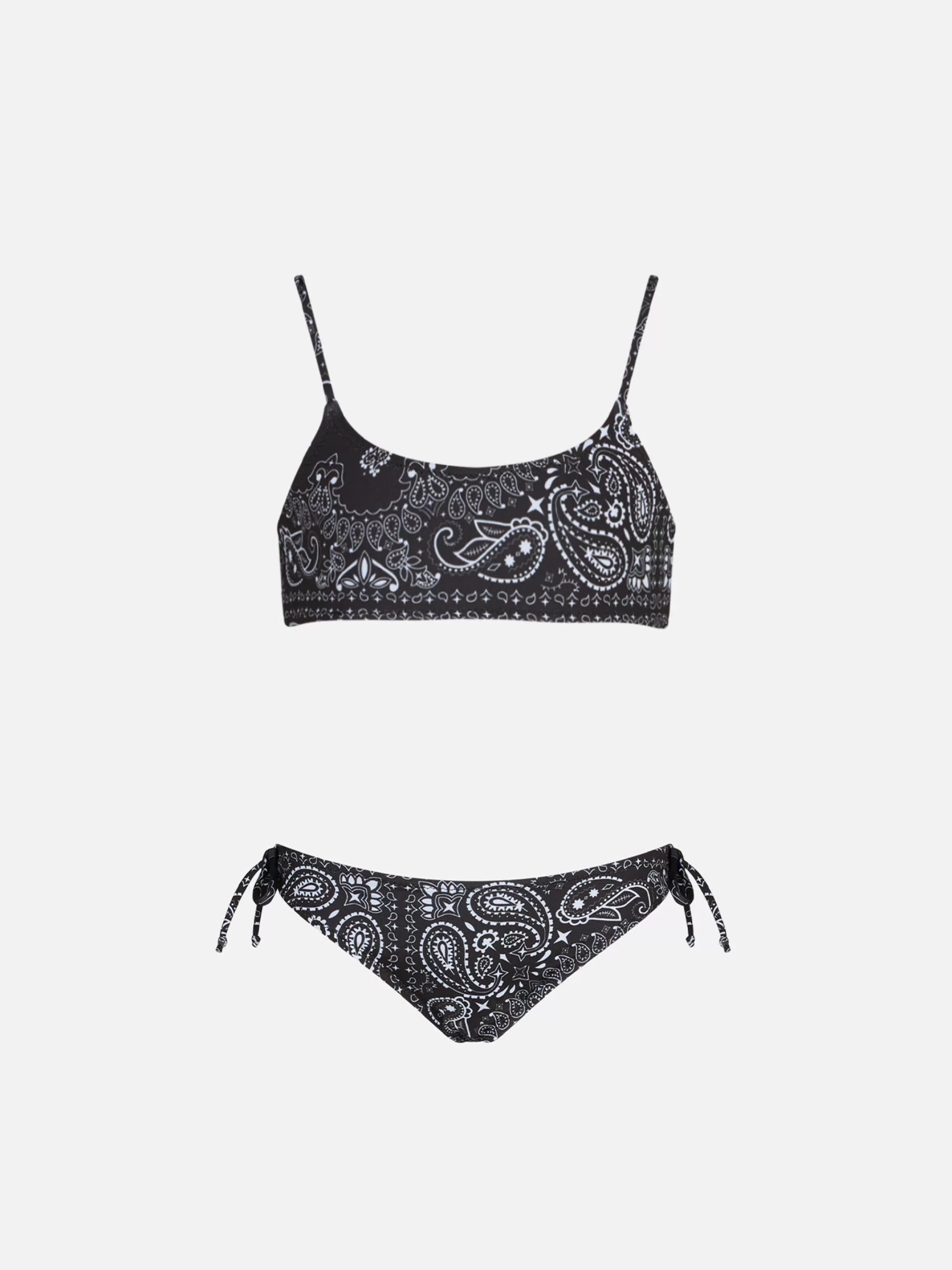 MC2 Saint Barth Girl black bralette bikini with bandanna print Best Sale