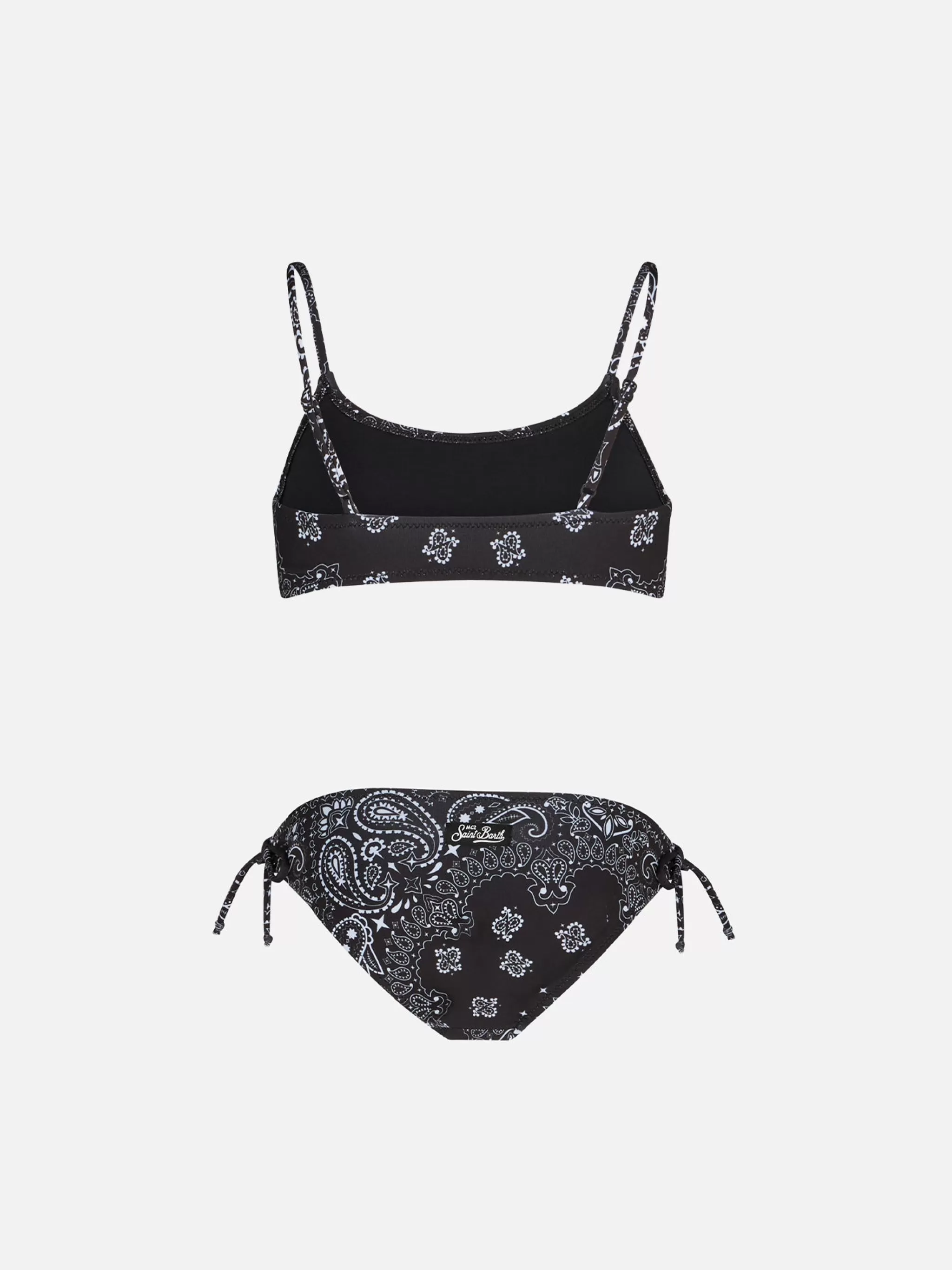 MC2 Saint Barth Girl black bralette bikini with bandanna print Best Sale