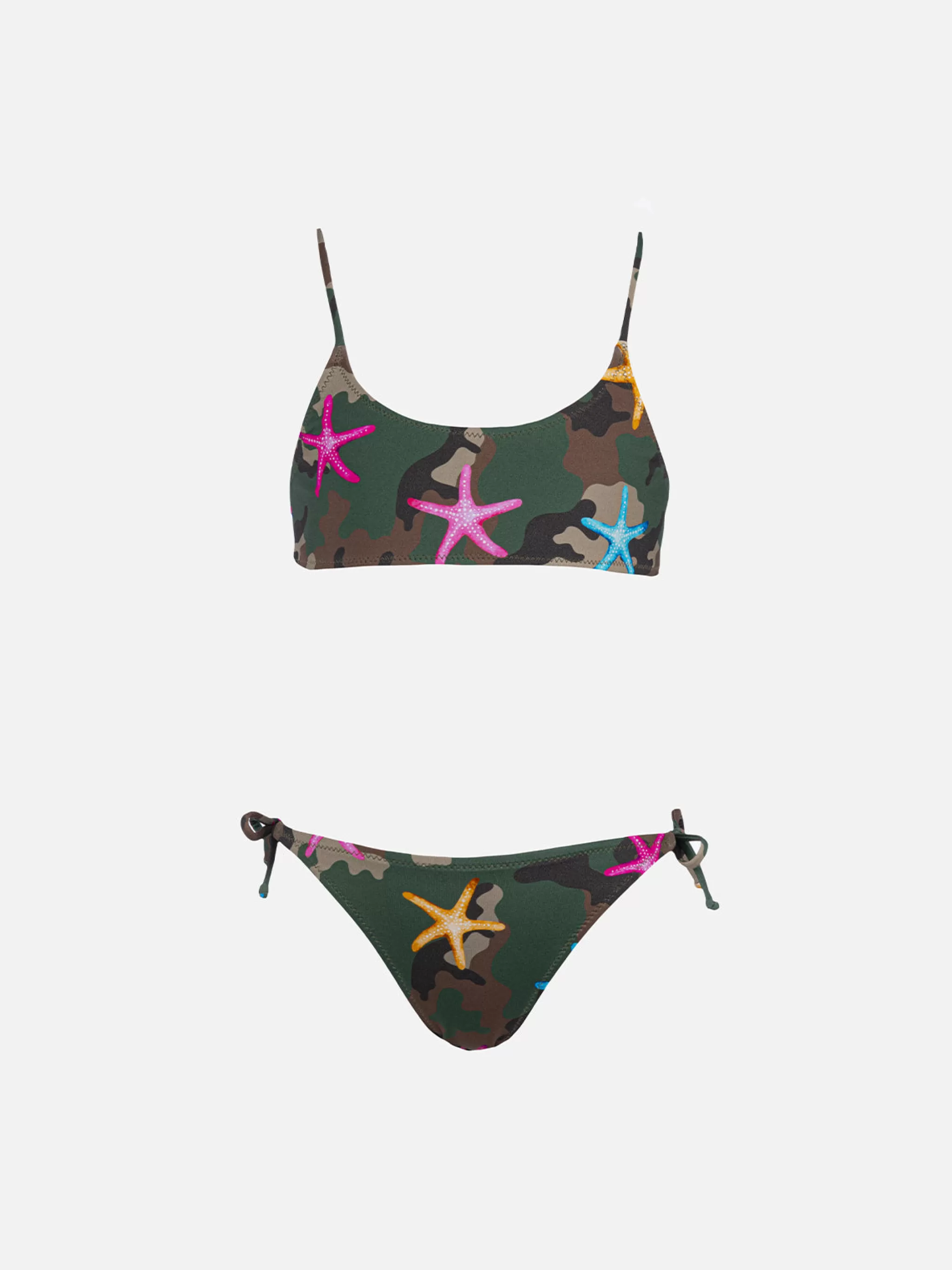 MC2 Saint Barth Girl bralette bikini Jaiden with seastar on camouflage print Outlet