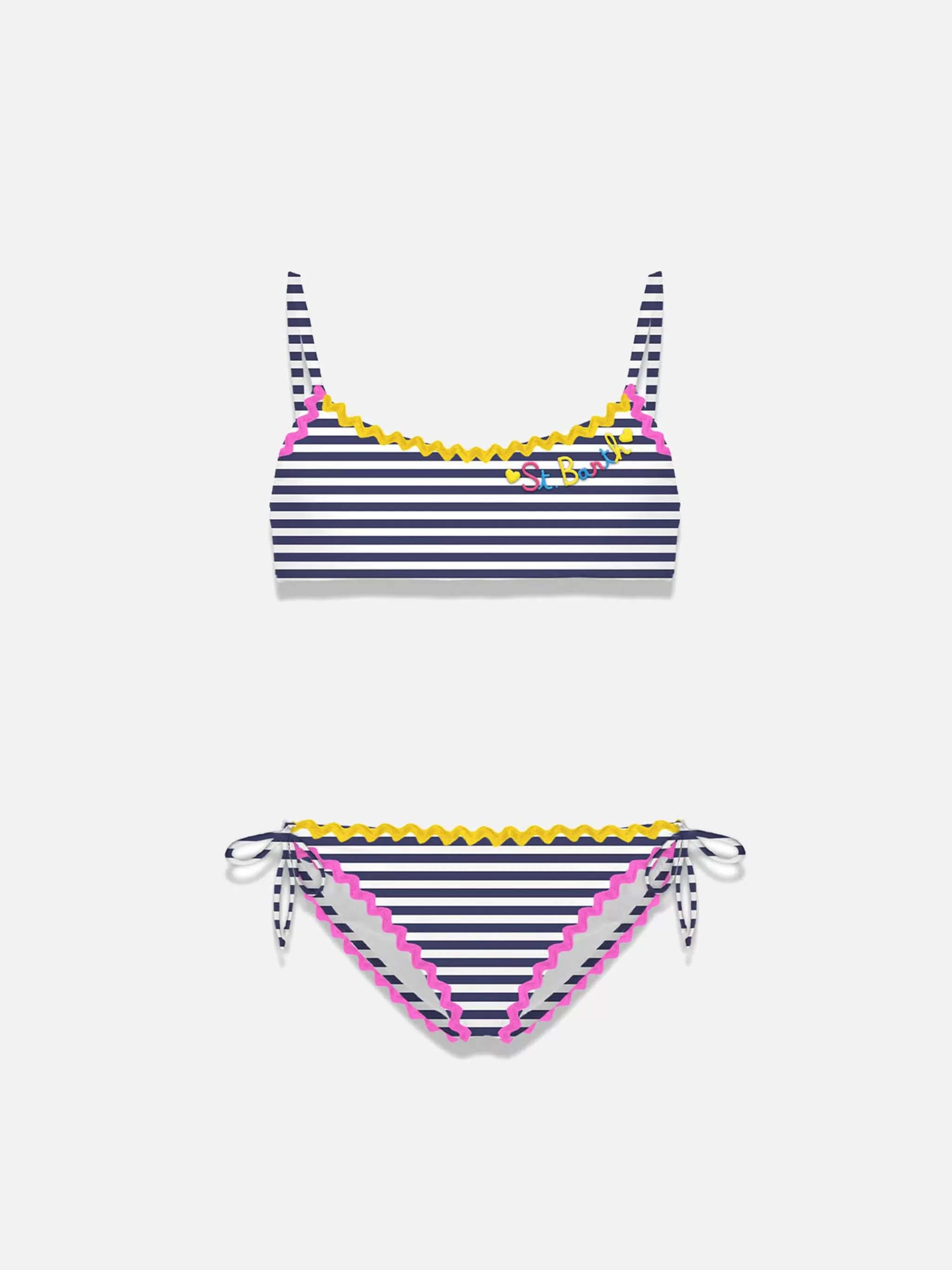 MC2 Saint Barth Girl bralette bikini with navy blue striped Clearance