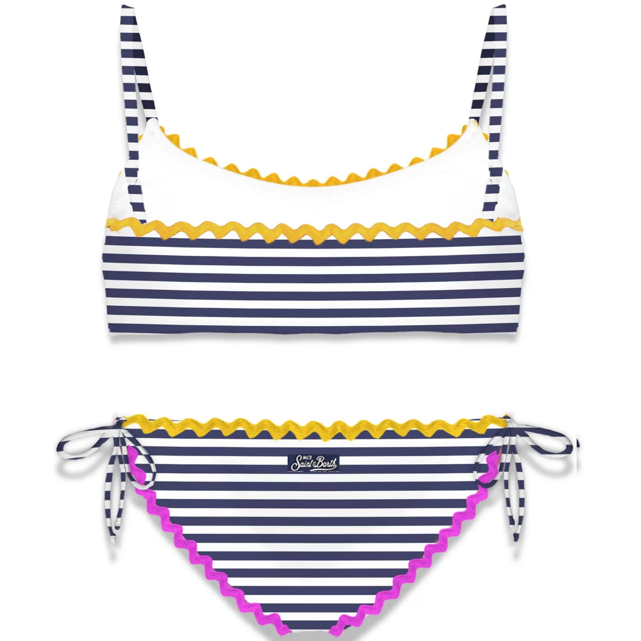 MC2 Saint Barth Girl bralette bikini with navy blue striped Clearance