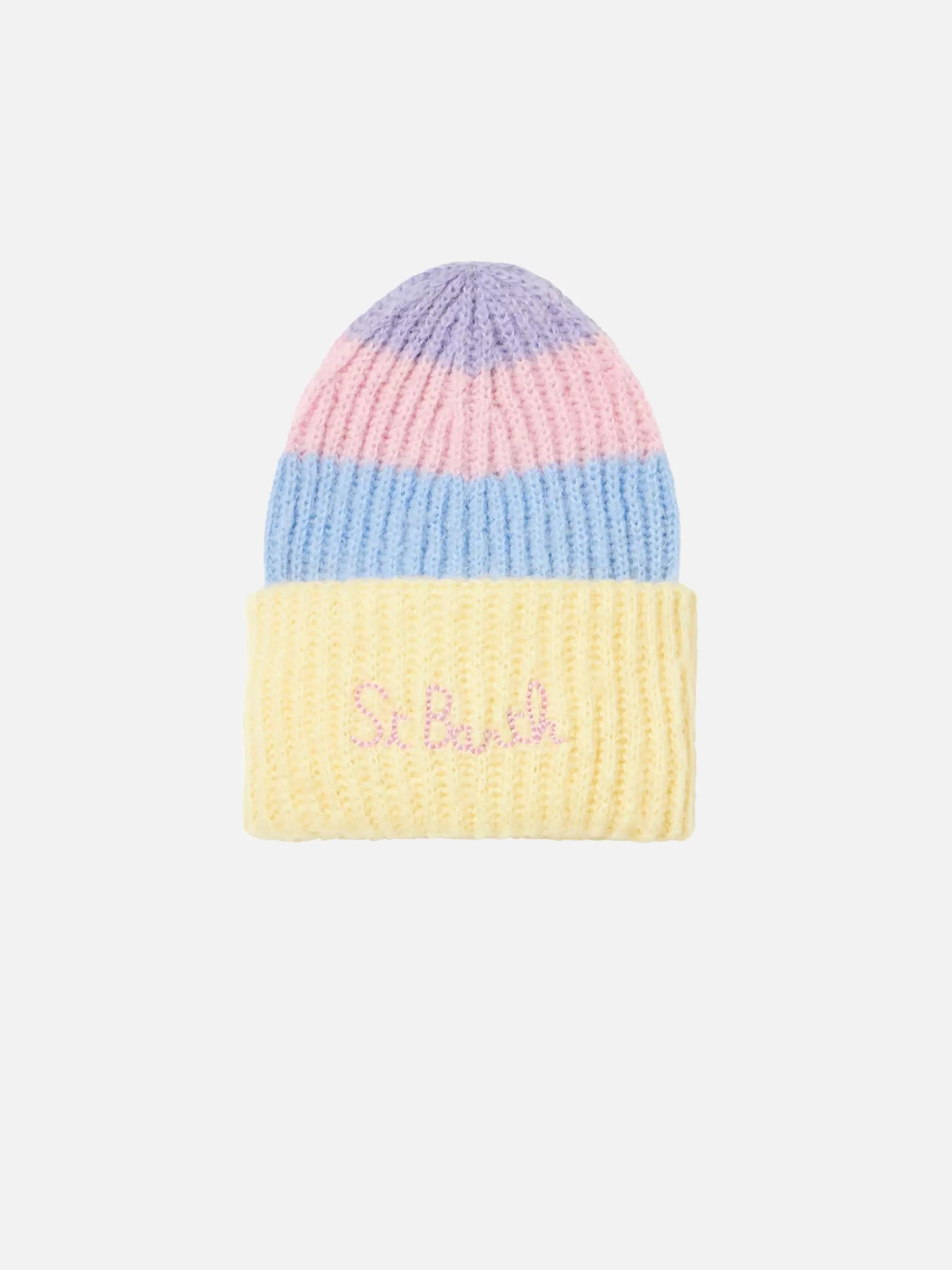 MC2 Saint Barth Girl brushed and ultra soft beanie with pastel shades Hot