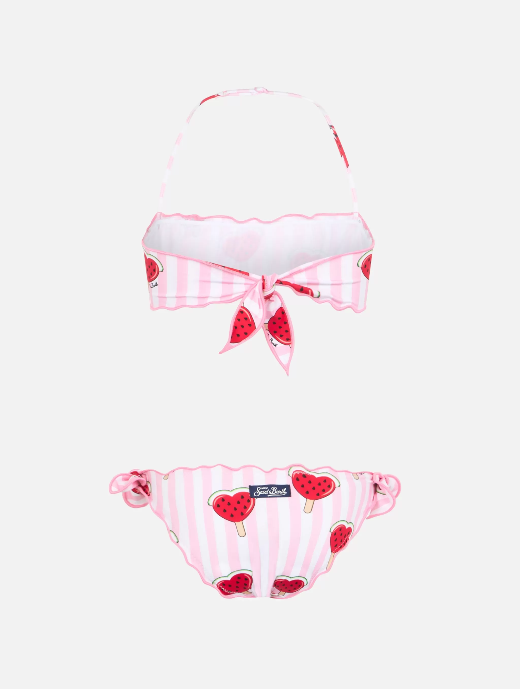 MC2 Saint Barth Girl classic bandeau bikini Emy with hearted watermelon print Clearance