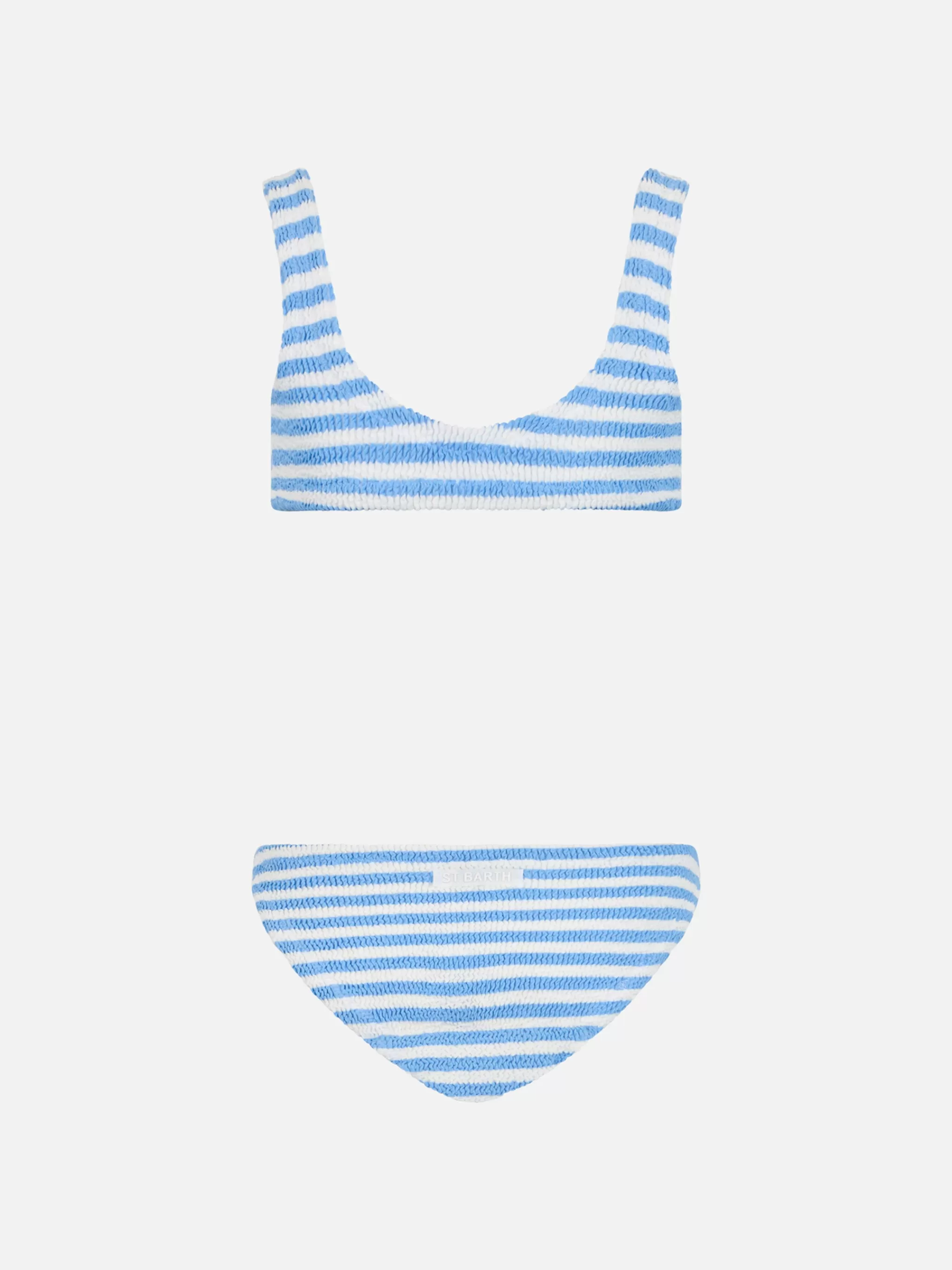 MC2 Saint Barth Girl light blue striped classic crinkle bikini Baker Best