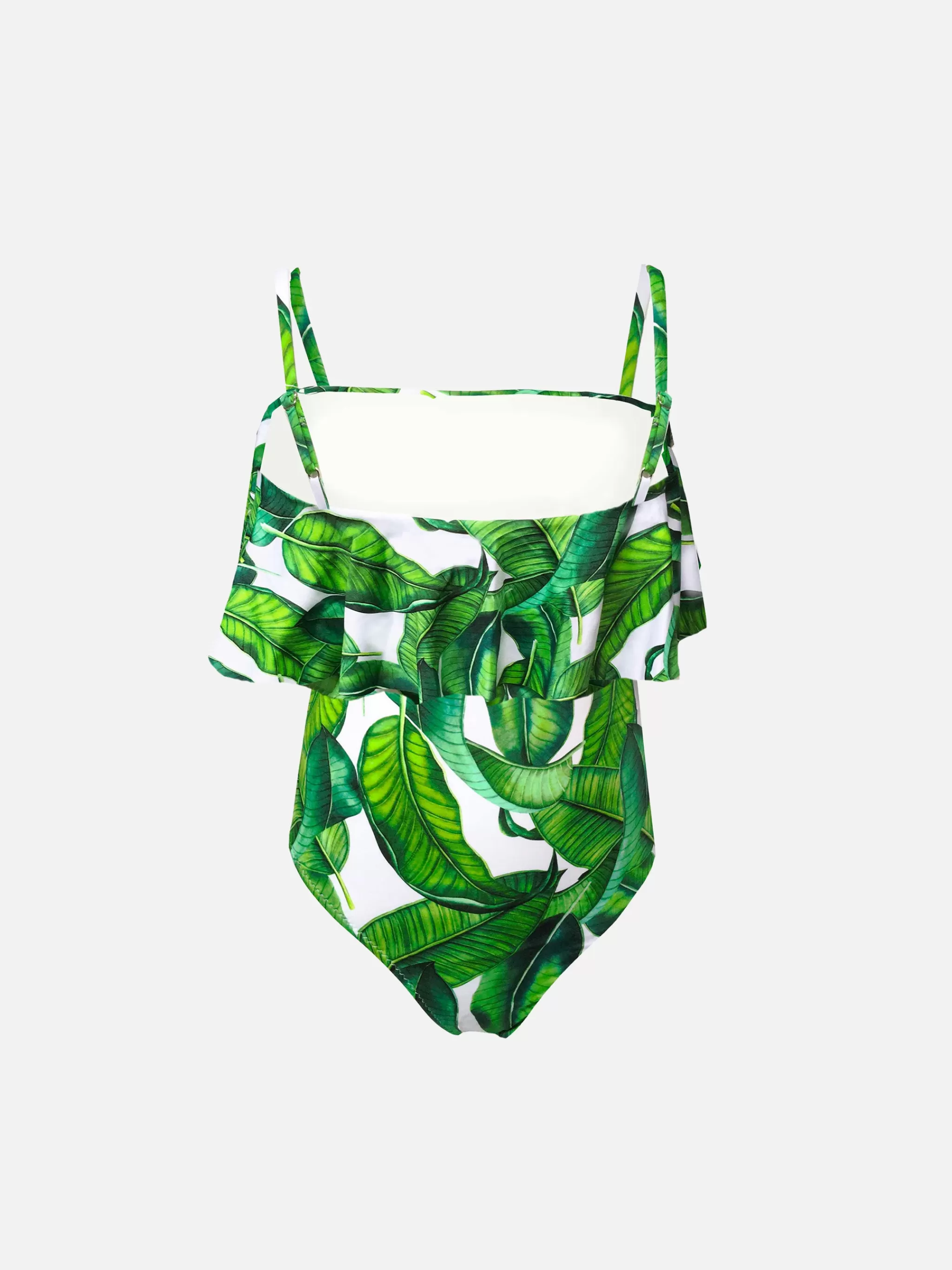 MC2 Saint Barth Girl one piece swimsuit with banana leaves print Flash Sale