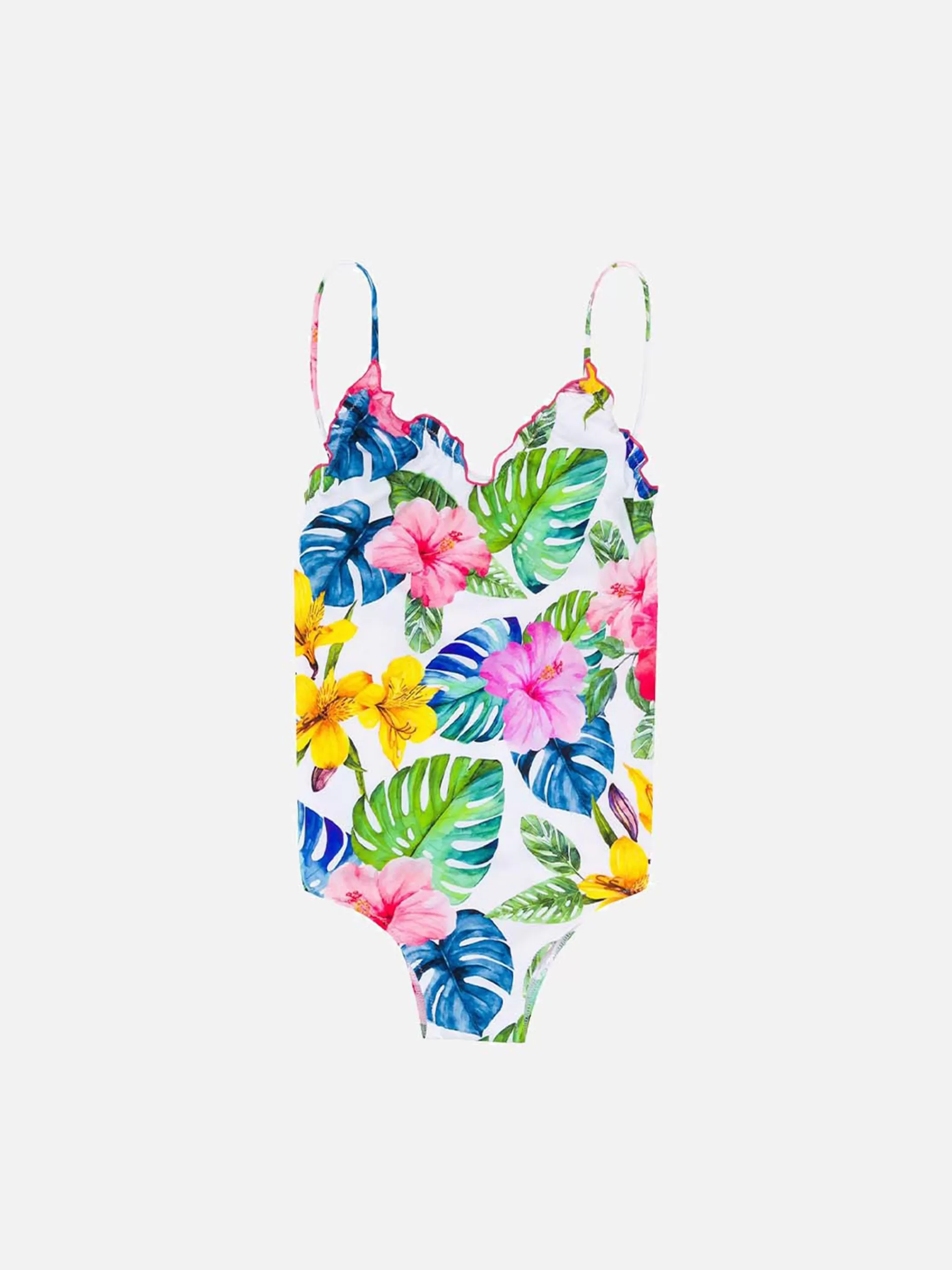 MC2 Saint Barth Girl one print swimsuit with tropical print Best