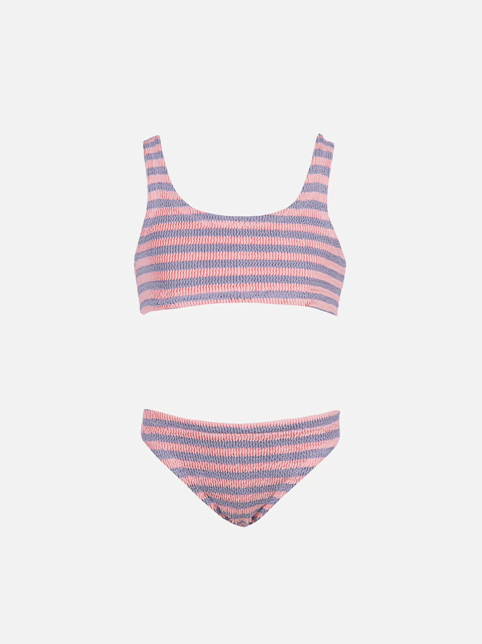 MC2 Saint Barth Girl pink and lilac striped classic crinkle bikini Baker Store