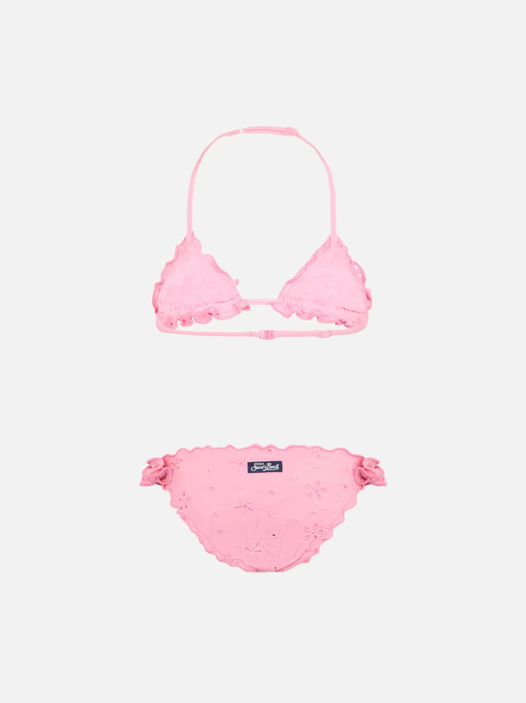 MC2 Saint Barth Girl pink classic triangle bikini Cris with Sangallo embroidery Best Sale