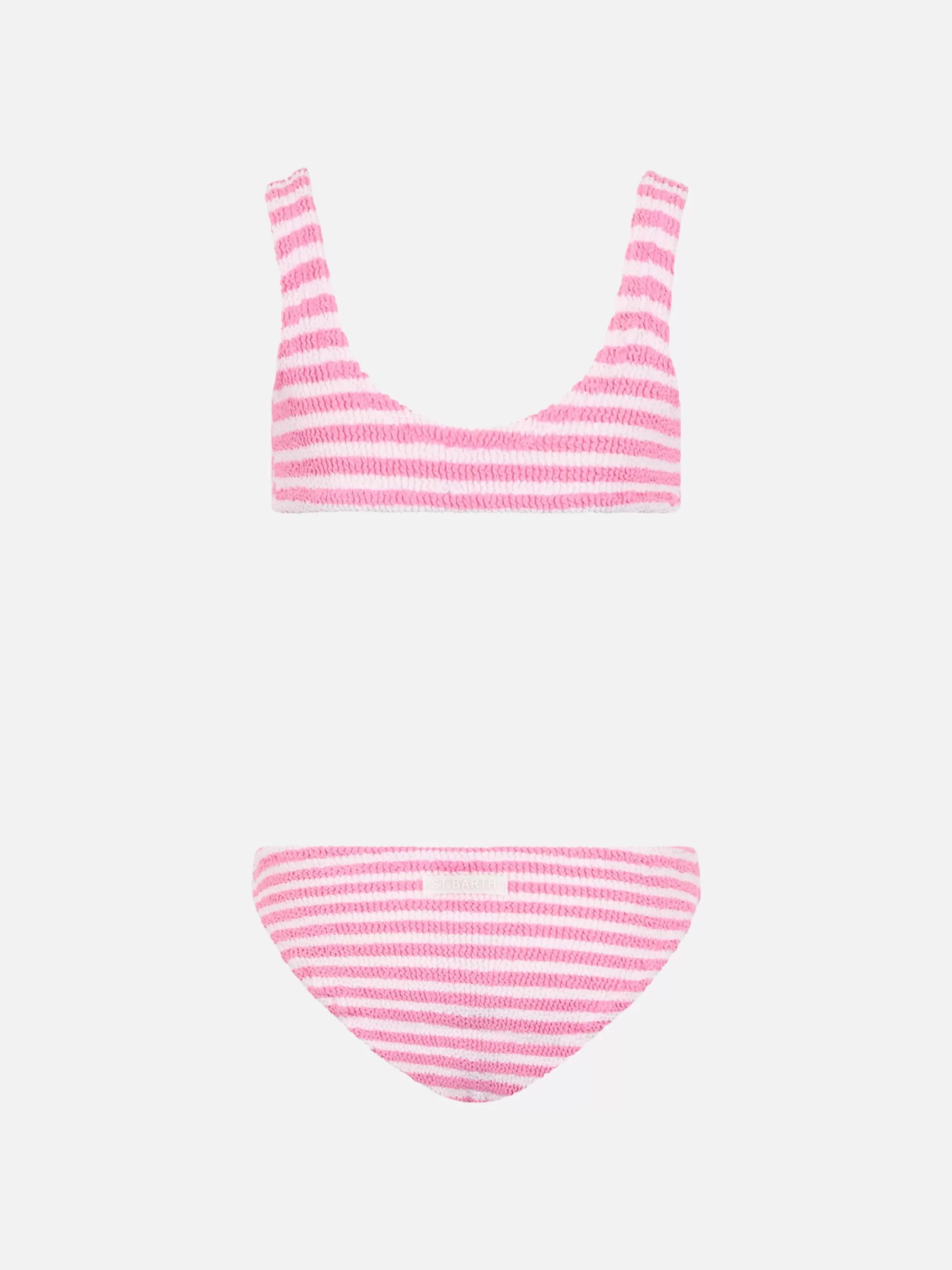 MC2 Saint Barth Girl pink striped classic crinkle bikini Baker Shop