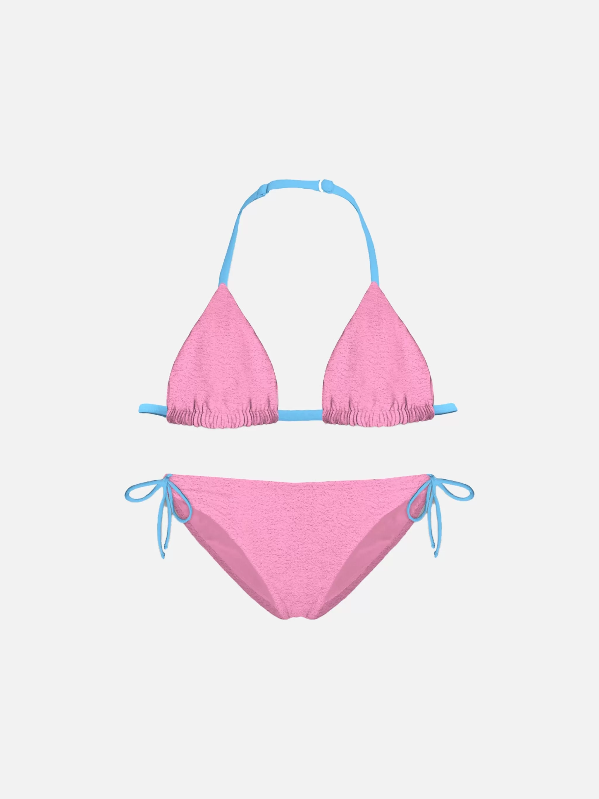 MC2 Saint Barth Girl pink triangle bikini with piping Store