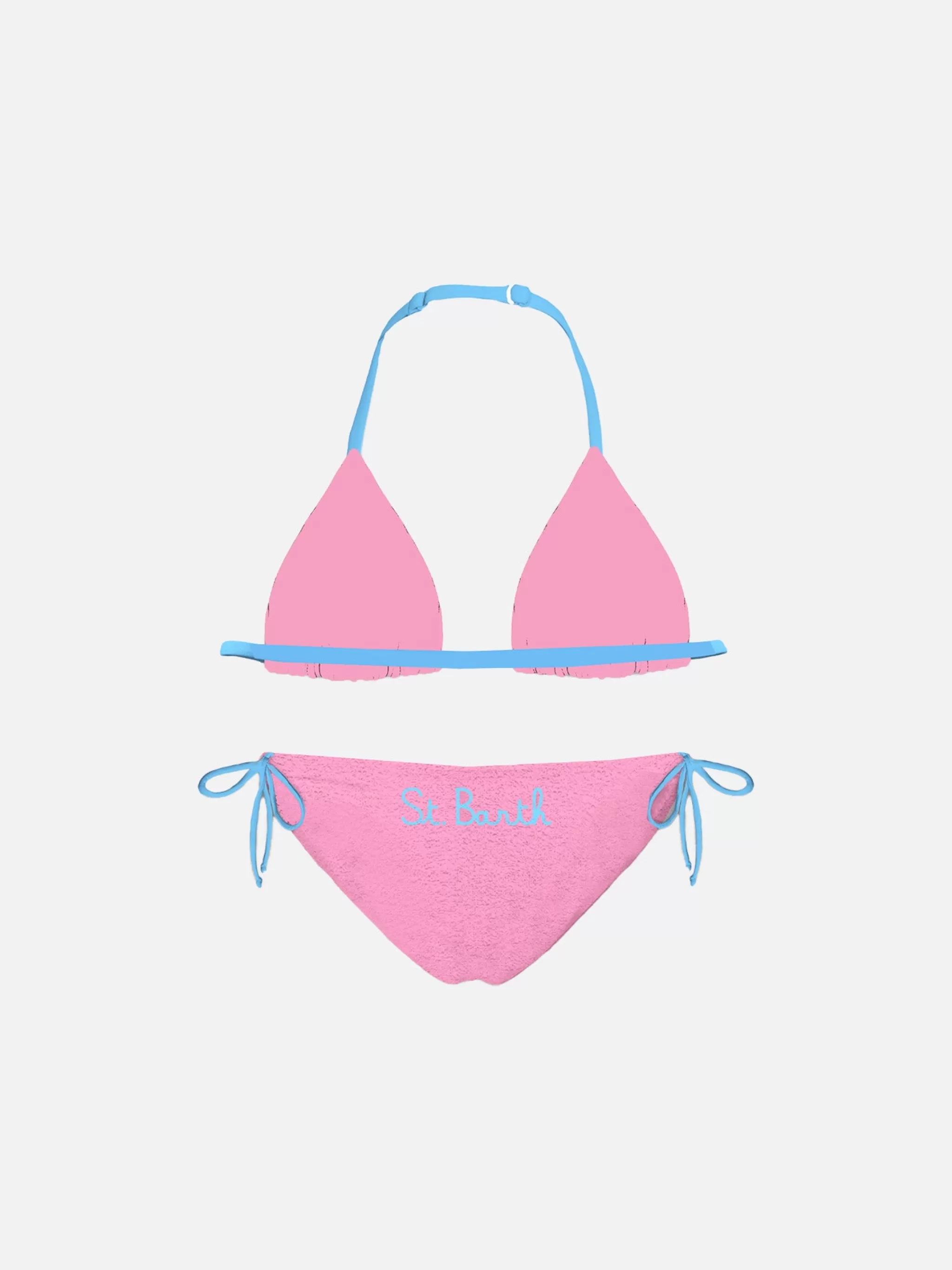 MC2 Saint Barth Girl pink triangle bikini with piping Store