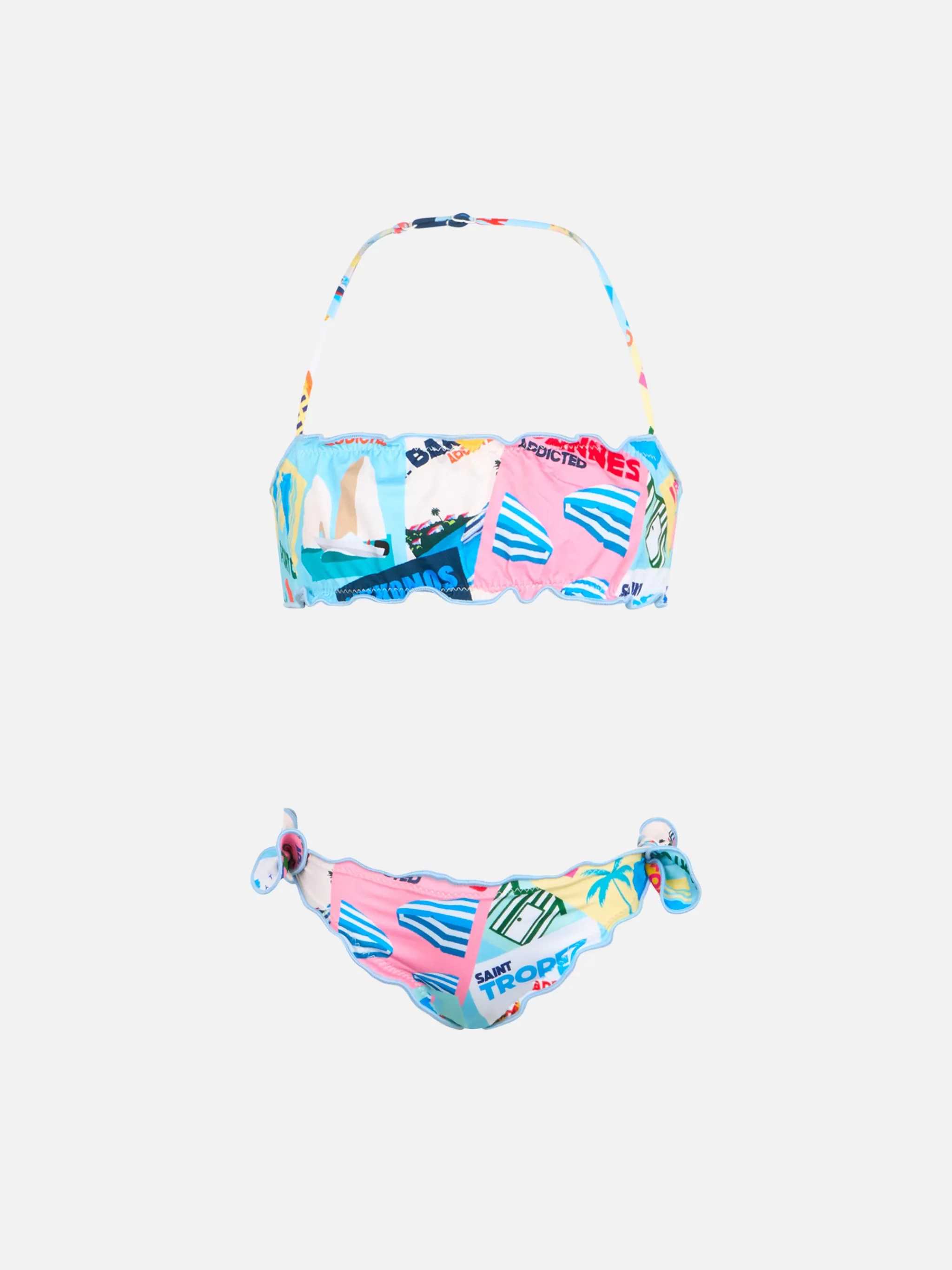 MC2 Saint Barth Girl postcard print bandeau classic bikini Emy Cheap