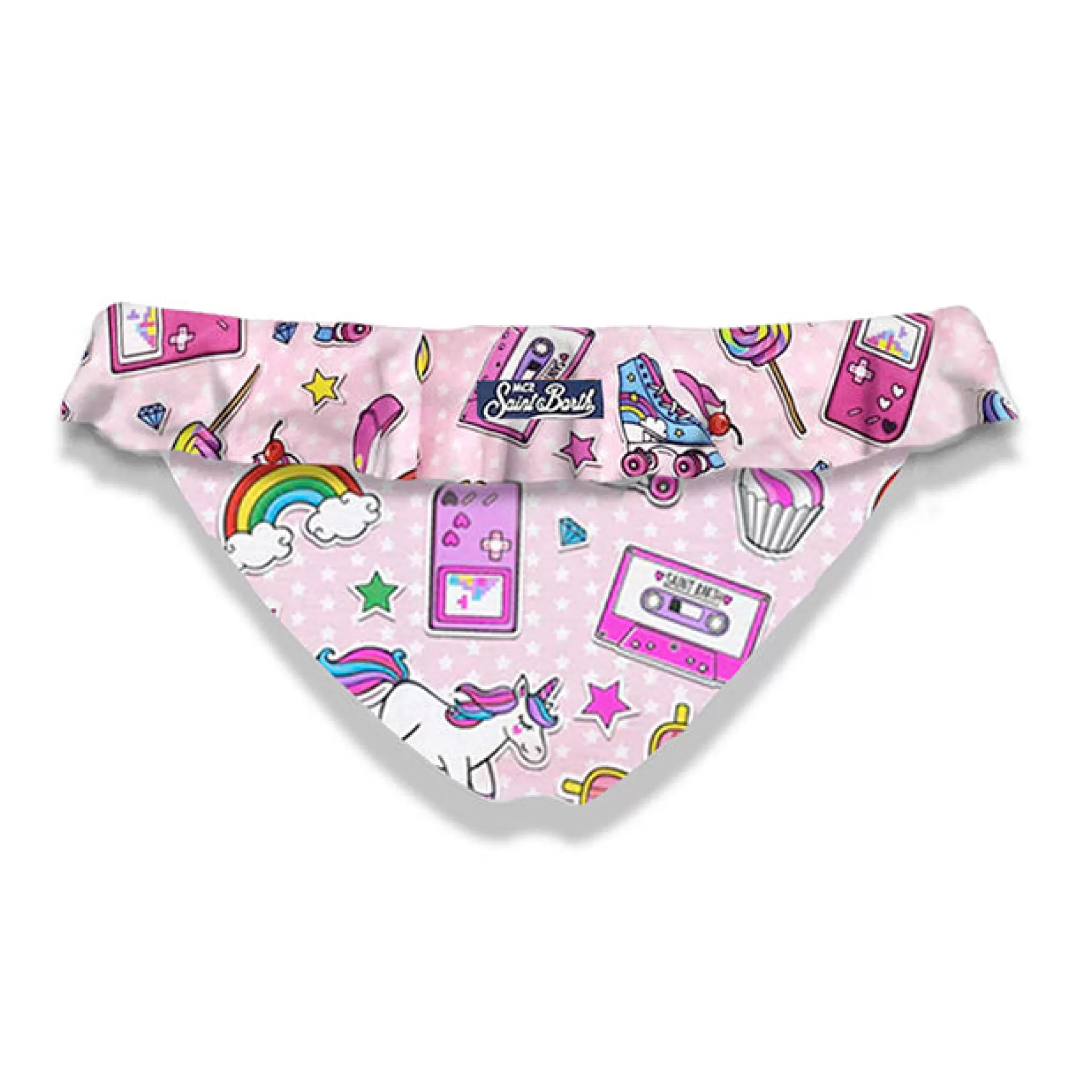 MC2 Saint Barth Girl ruffled swim briefs with nineties patch print Online