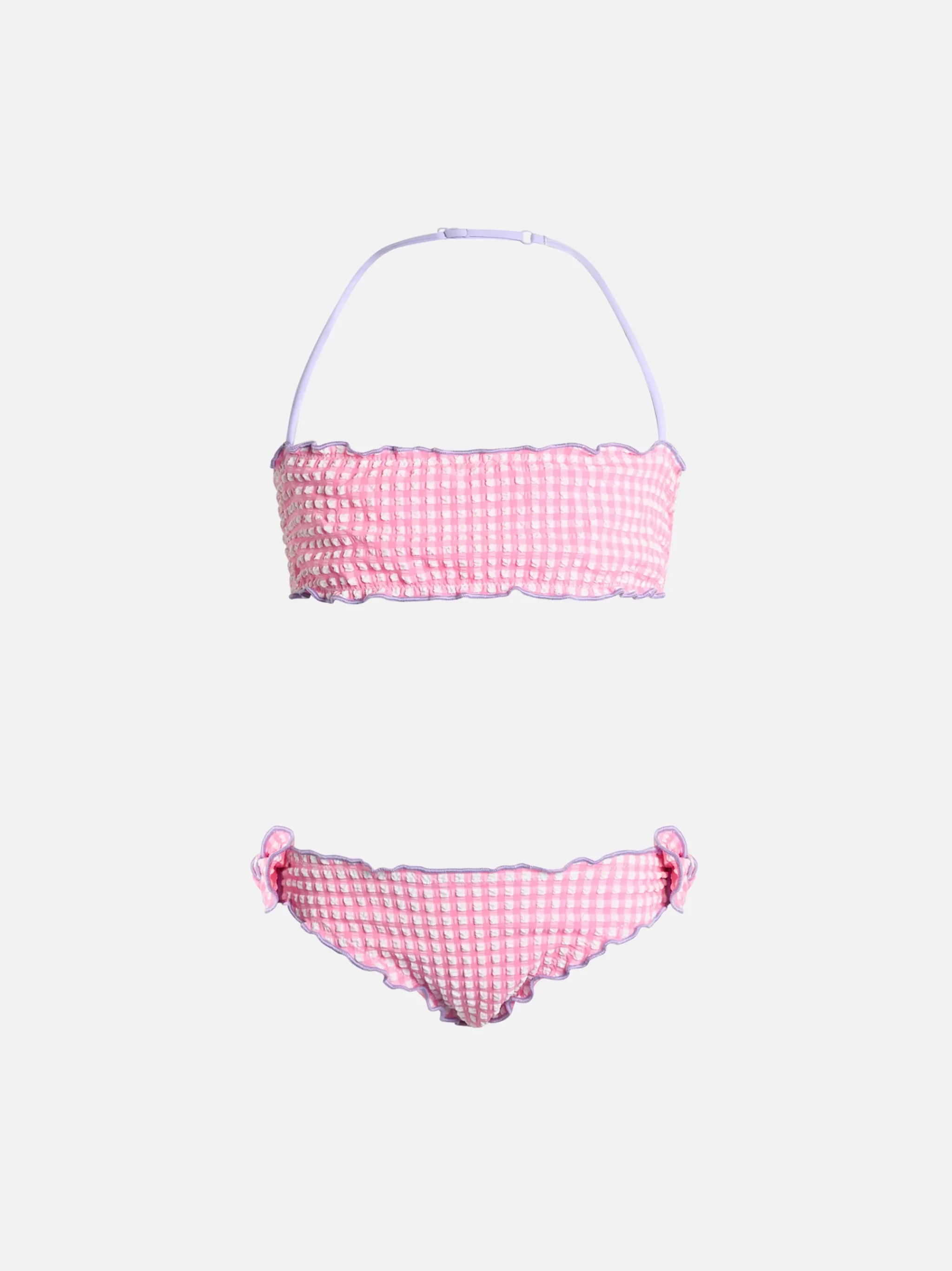 MC2 Saint Barth Girl seersucker classic bandeau bikini Emy with gingham print Fashion