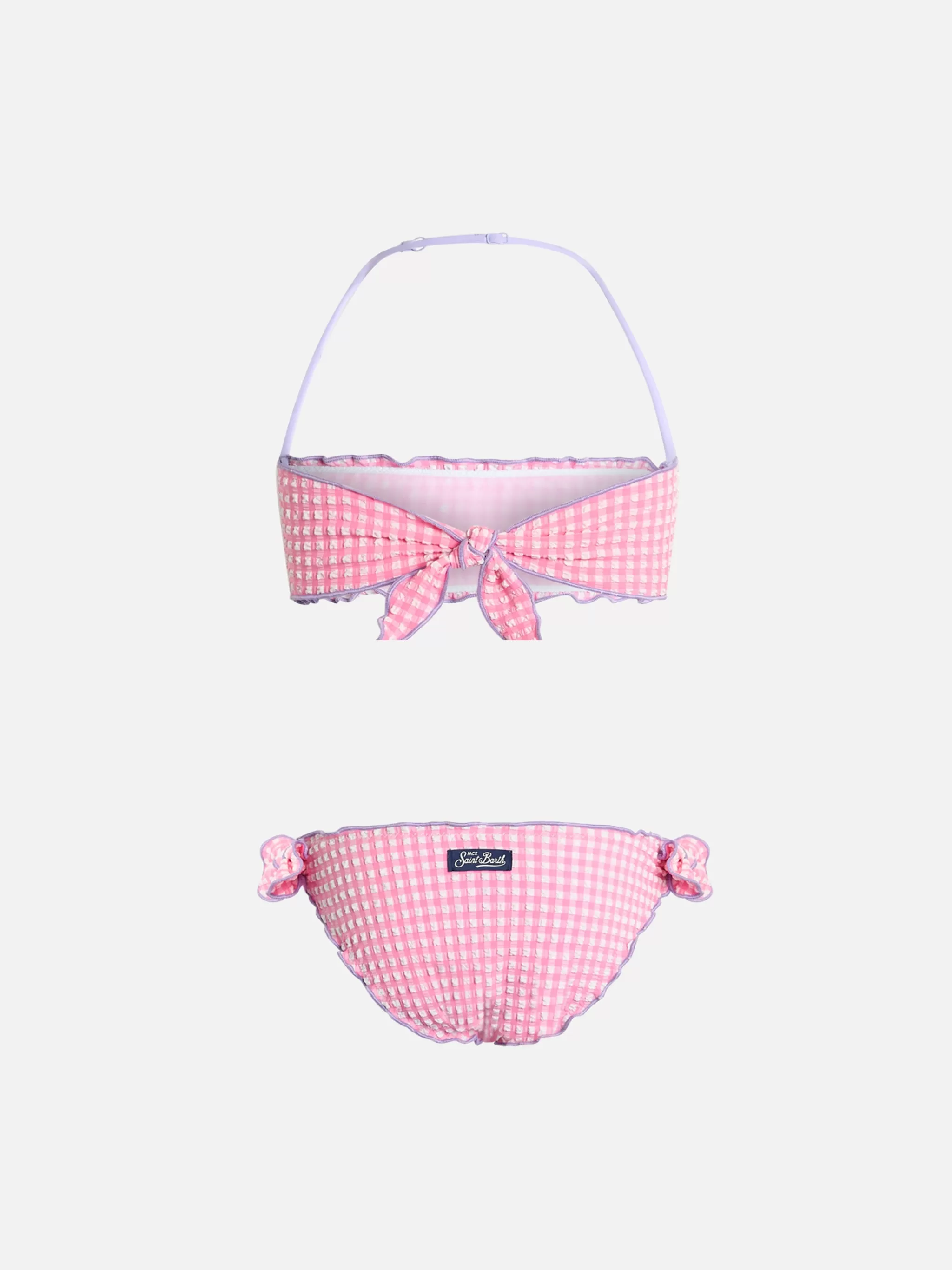 MC2 Saint Barth Girl seersucker classic bandeau bikini Emy with gingham print Fashion