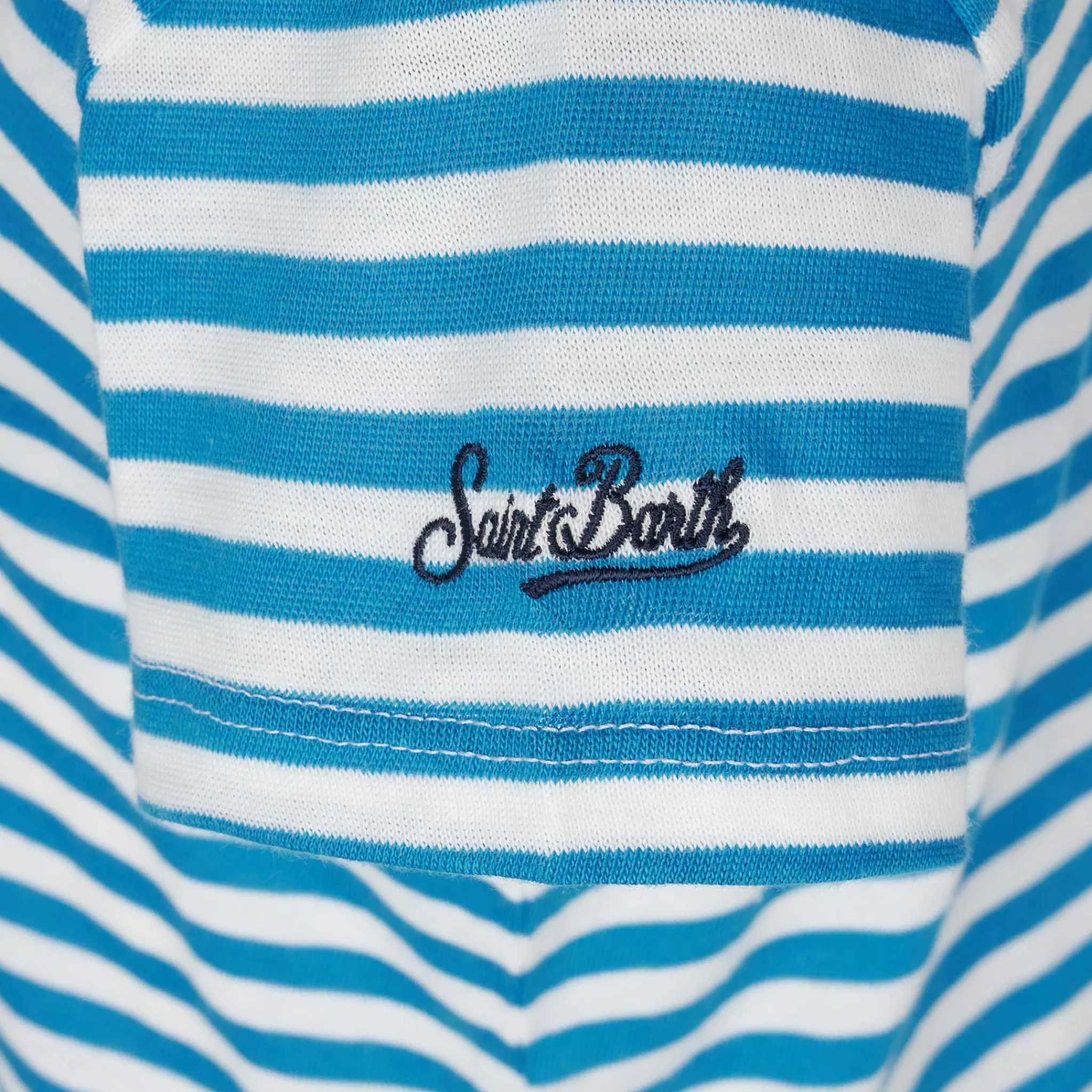 MC2 Saint Barth Girl striped t-shirt with Bonjour St. Barth embroidery Clearance