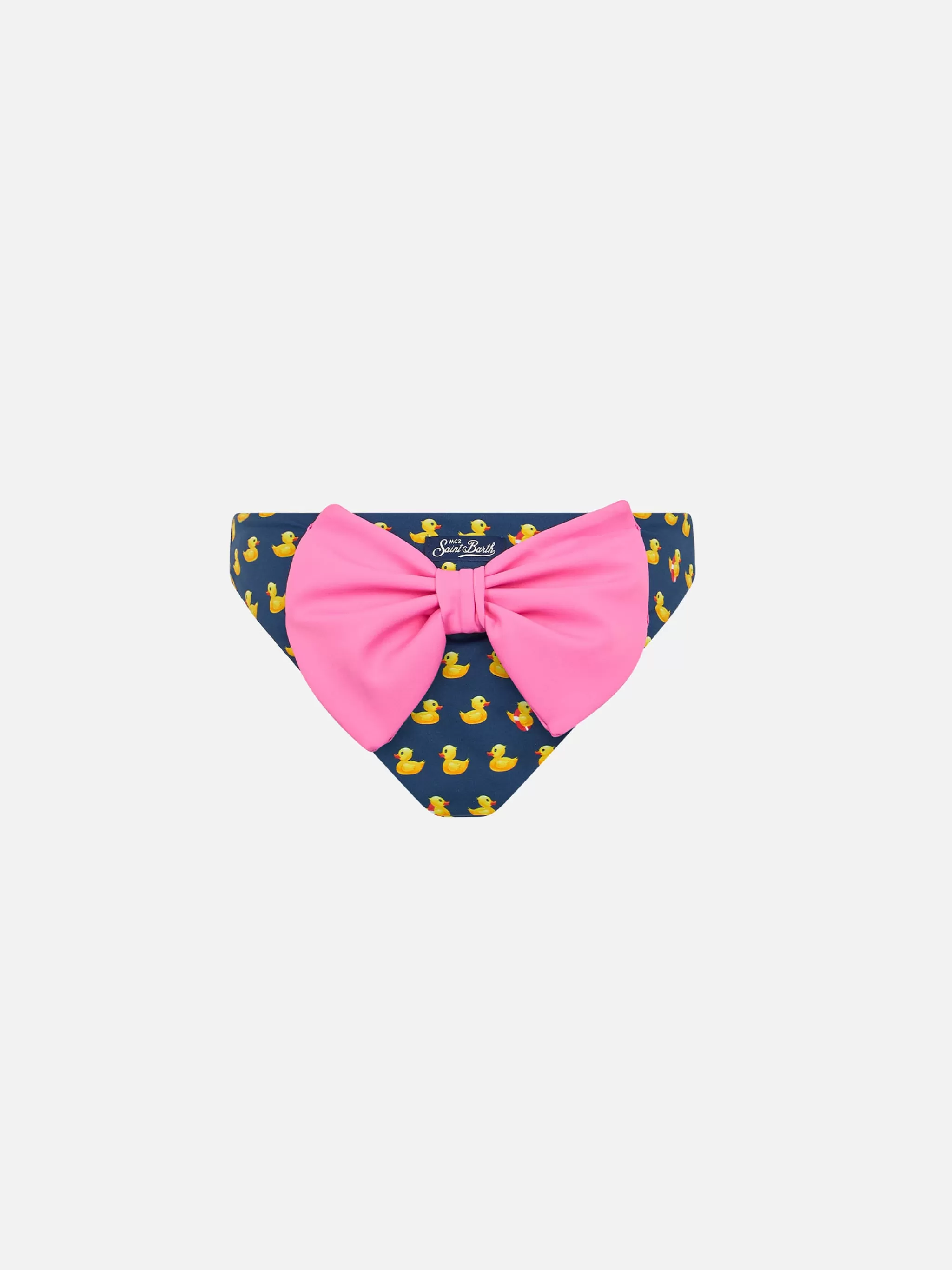 MC2 Saint Barth Girl swim briefs Madame with bow and ducky print New