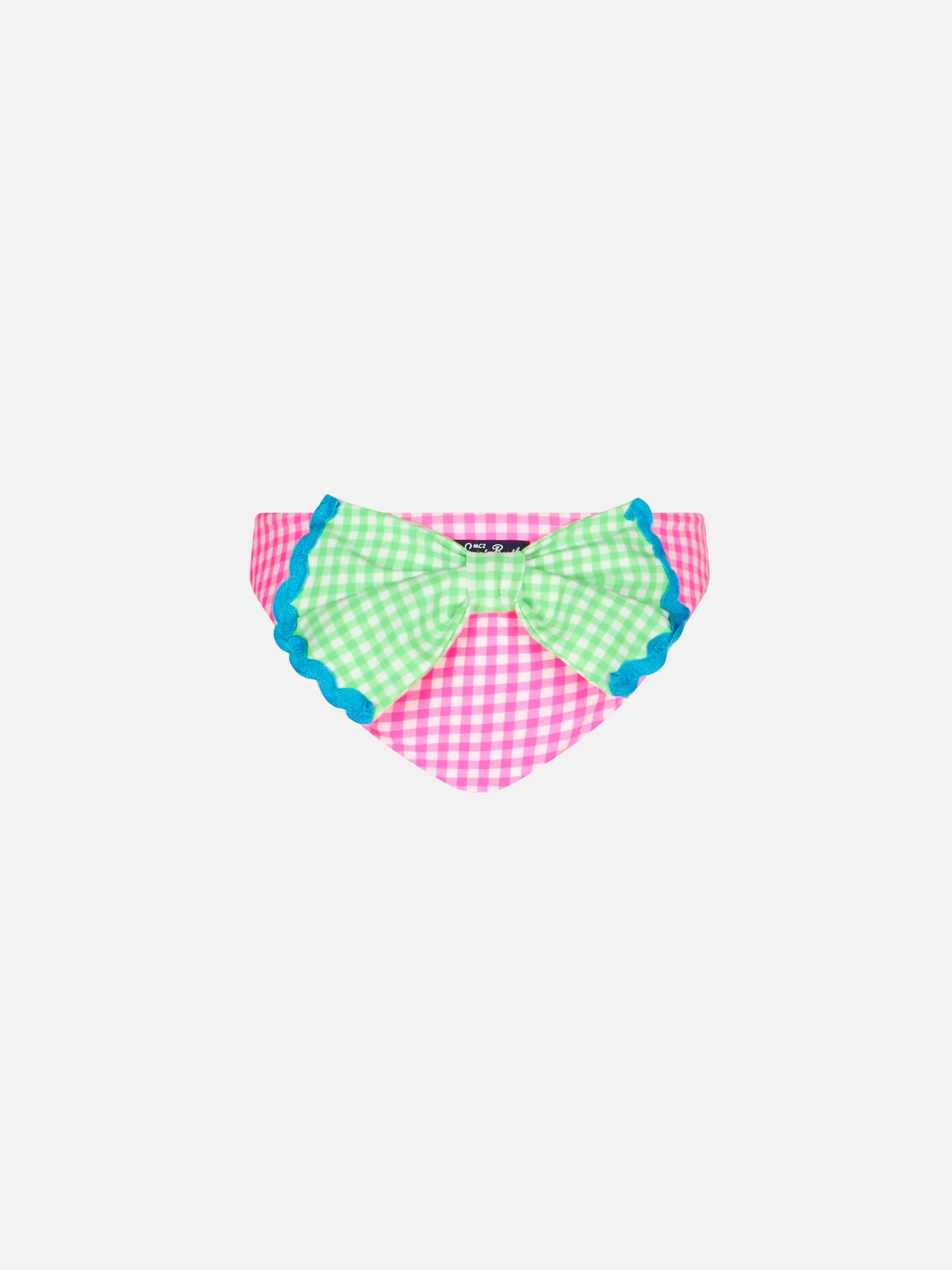 MC2 Saint Barth Girl swim briefs with white and pink vichy print Fashion