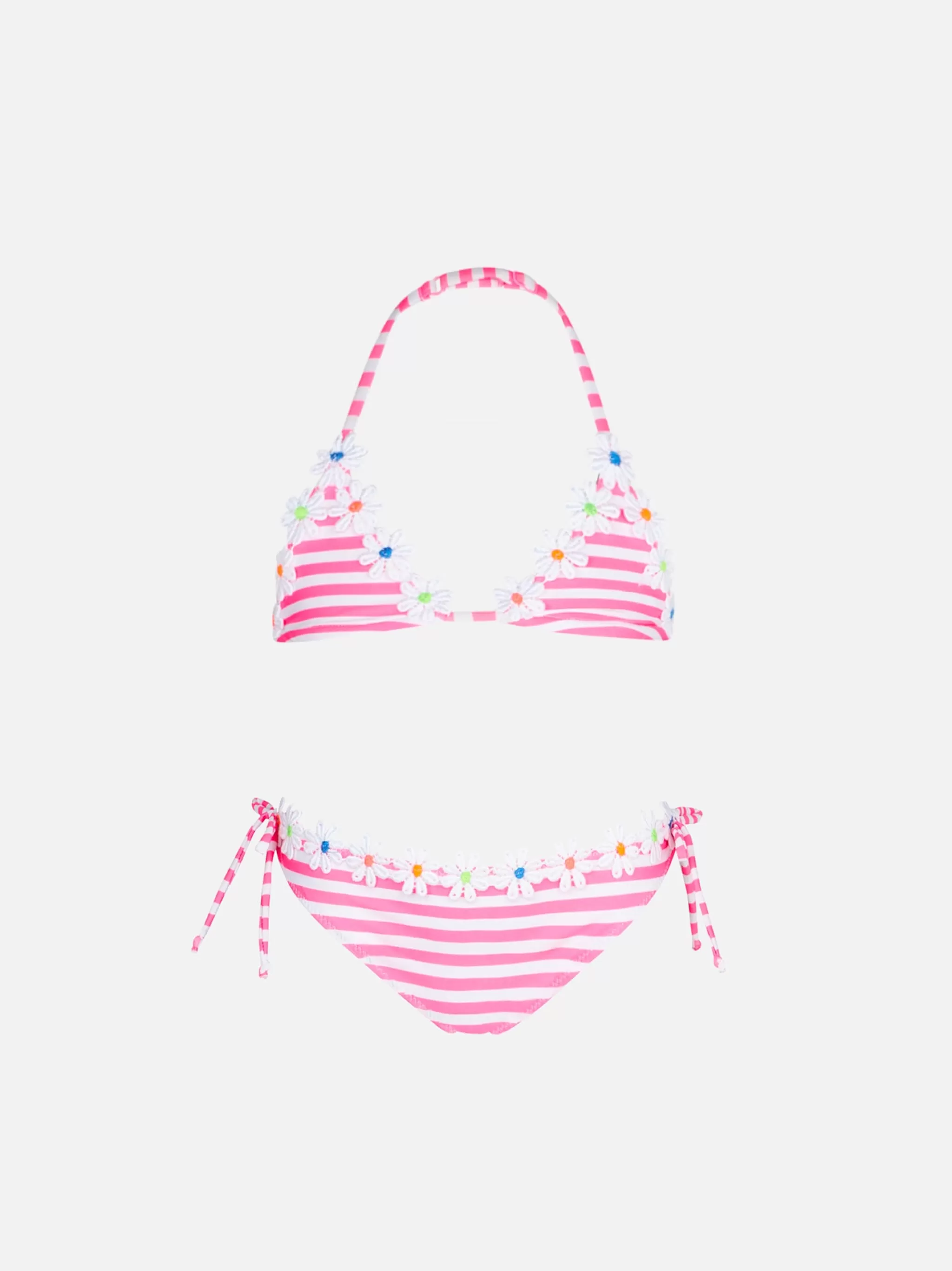 MC2 Saint Barth Girl triangle bikini with fluo pink striped Shop