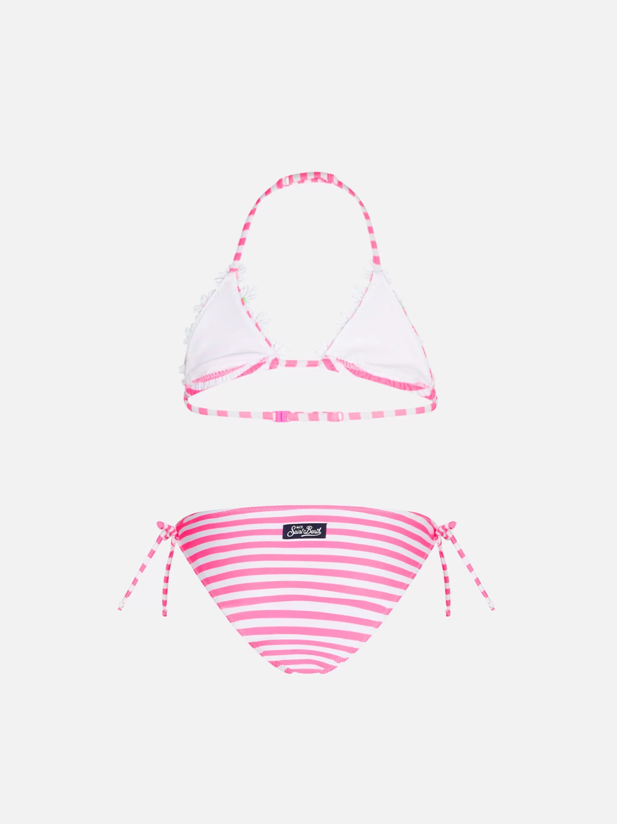 MC2 Saint Barth Girl triangle bikini with fluo pink striped Shop