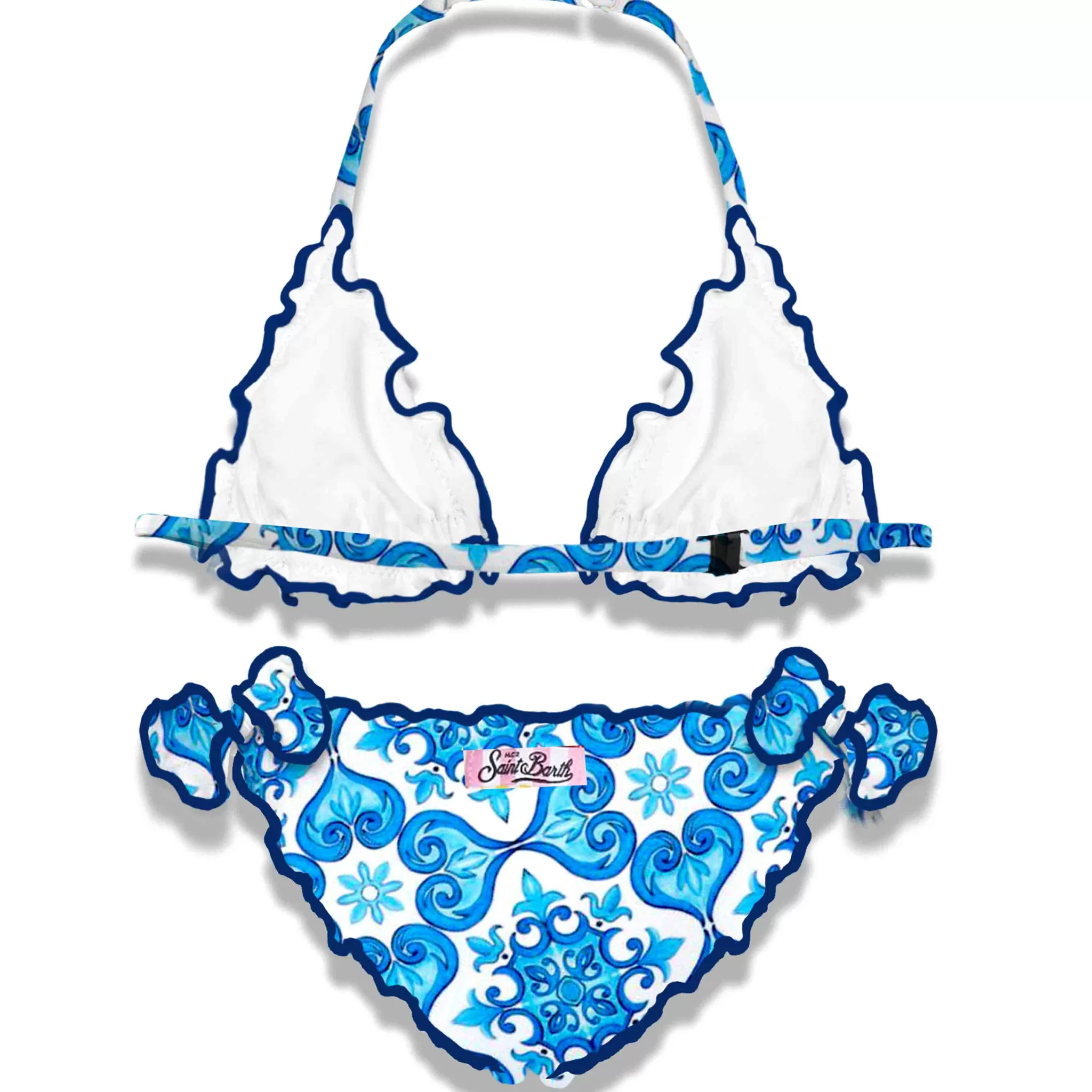 MC2 Saint Barth Girl triangle bikini with majolica print Cheap