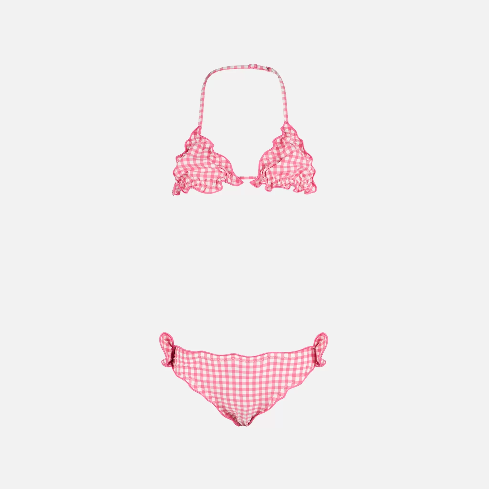 MC2 Saint Barth Girl triangle bikini with pink gingham print Online