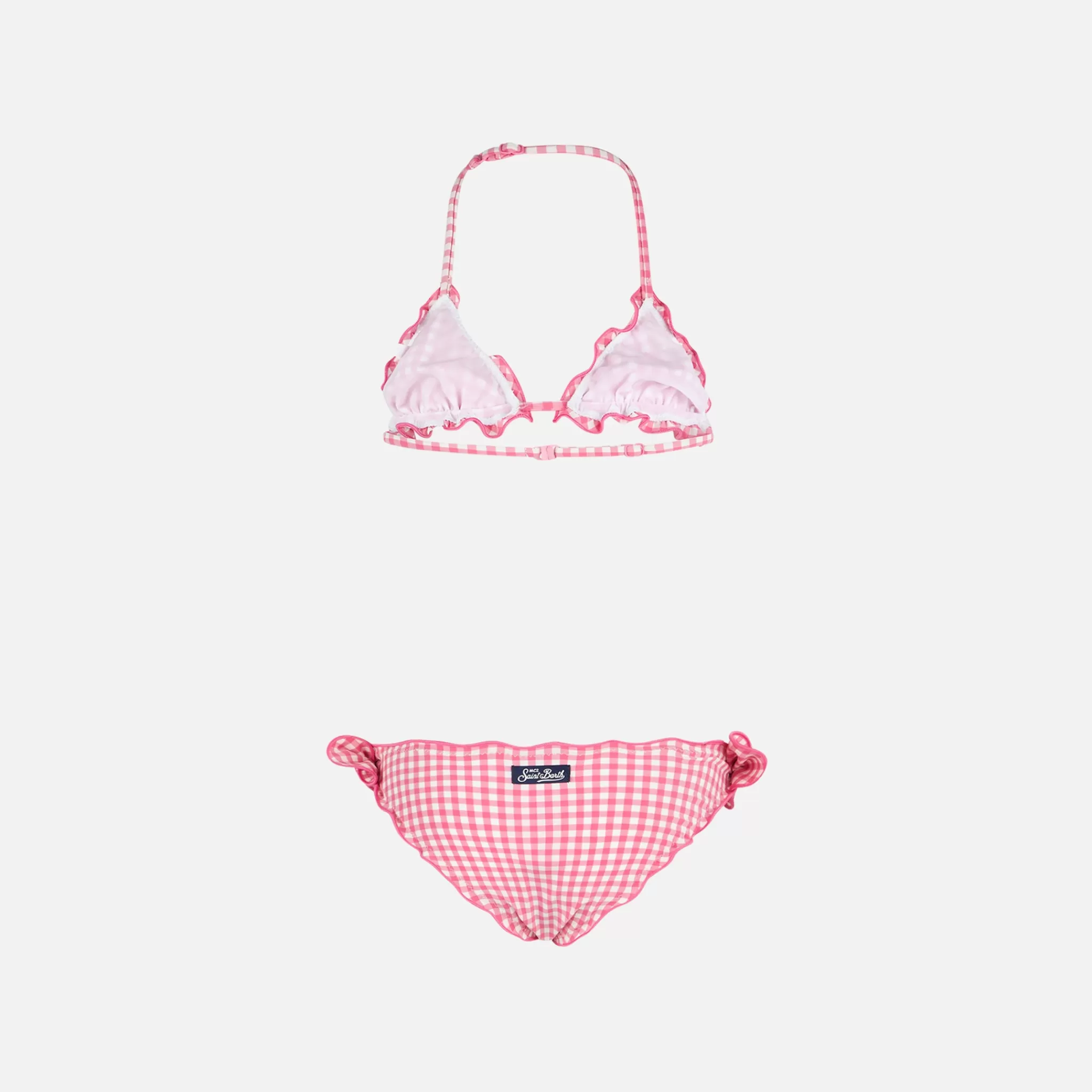 MC2 Saint Barth Girl triangle bikini with pink gingham print Online