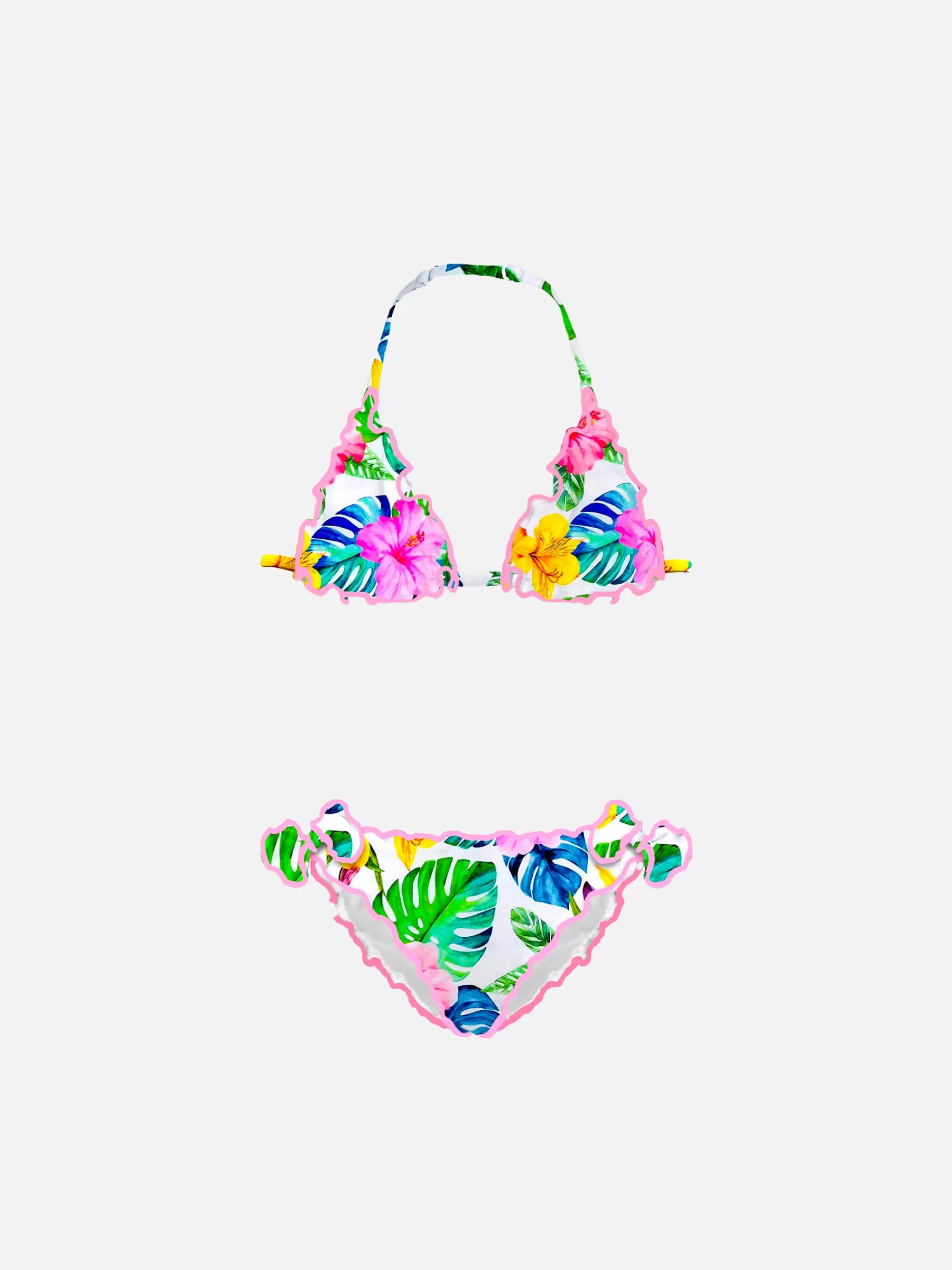 MC2 Saint Barth Girl triangle bikini with tropical print New