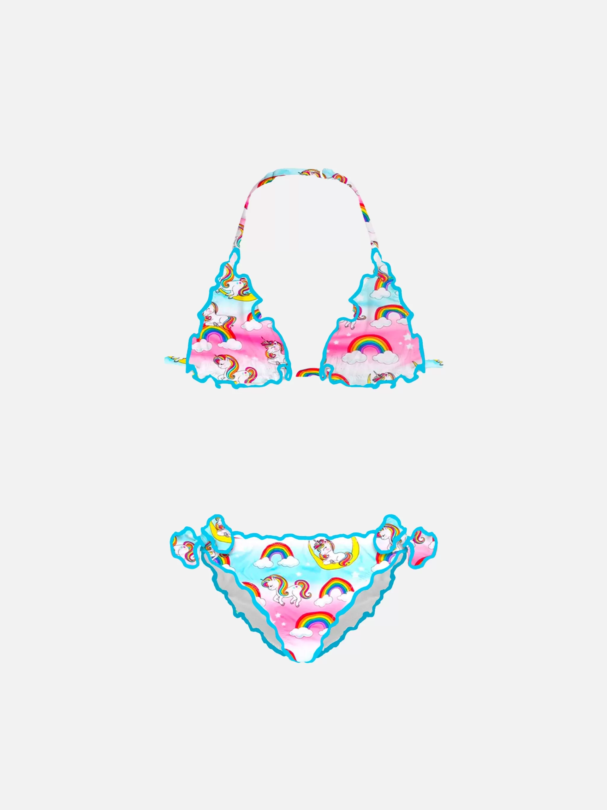 MC2 Saint Barth Girl triangle bikini with unicorn print Cheap