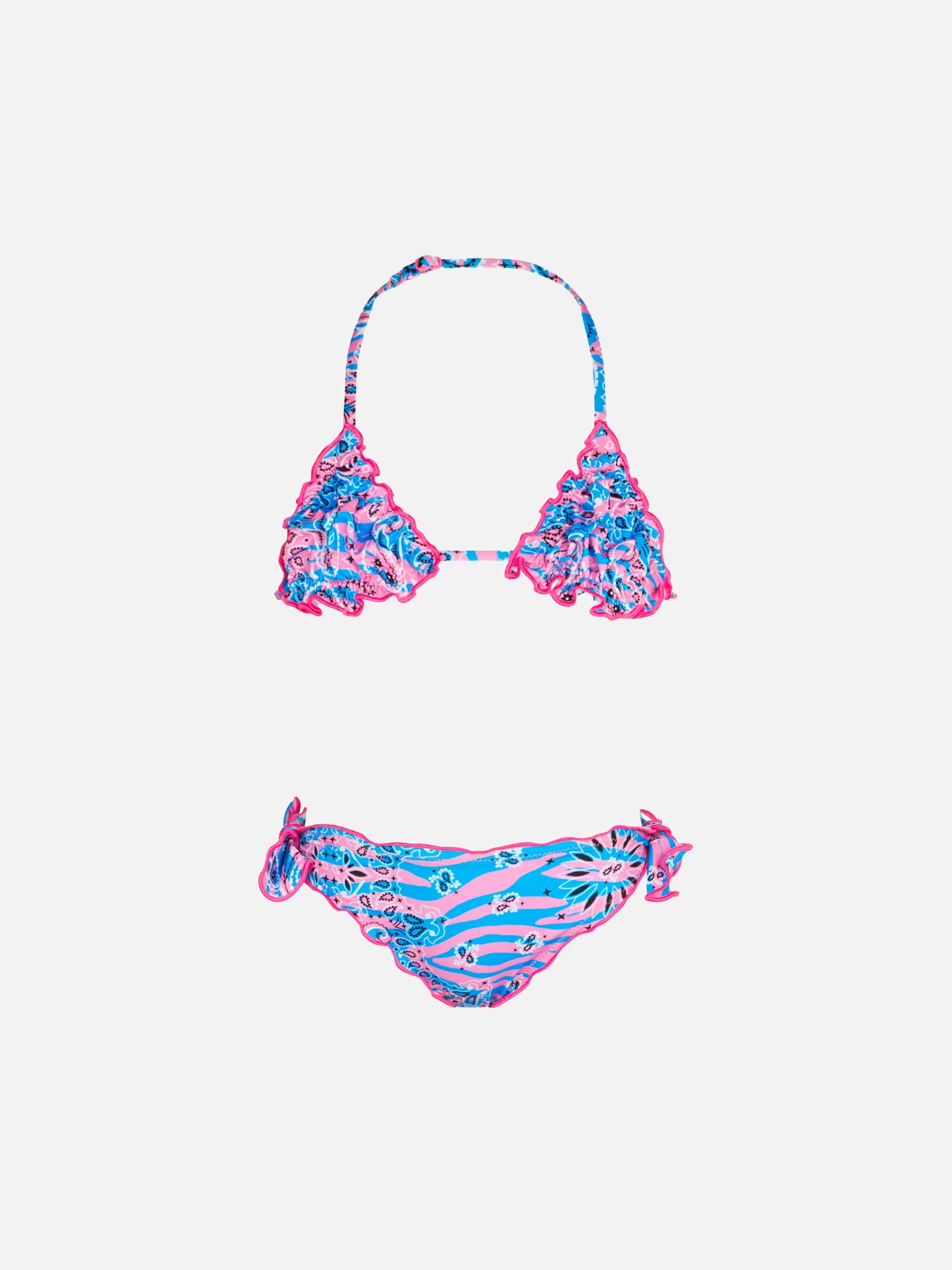 MC2 Saint Barth Girl triangle bikini with zebra bandanna print Outlet