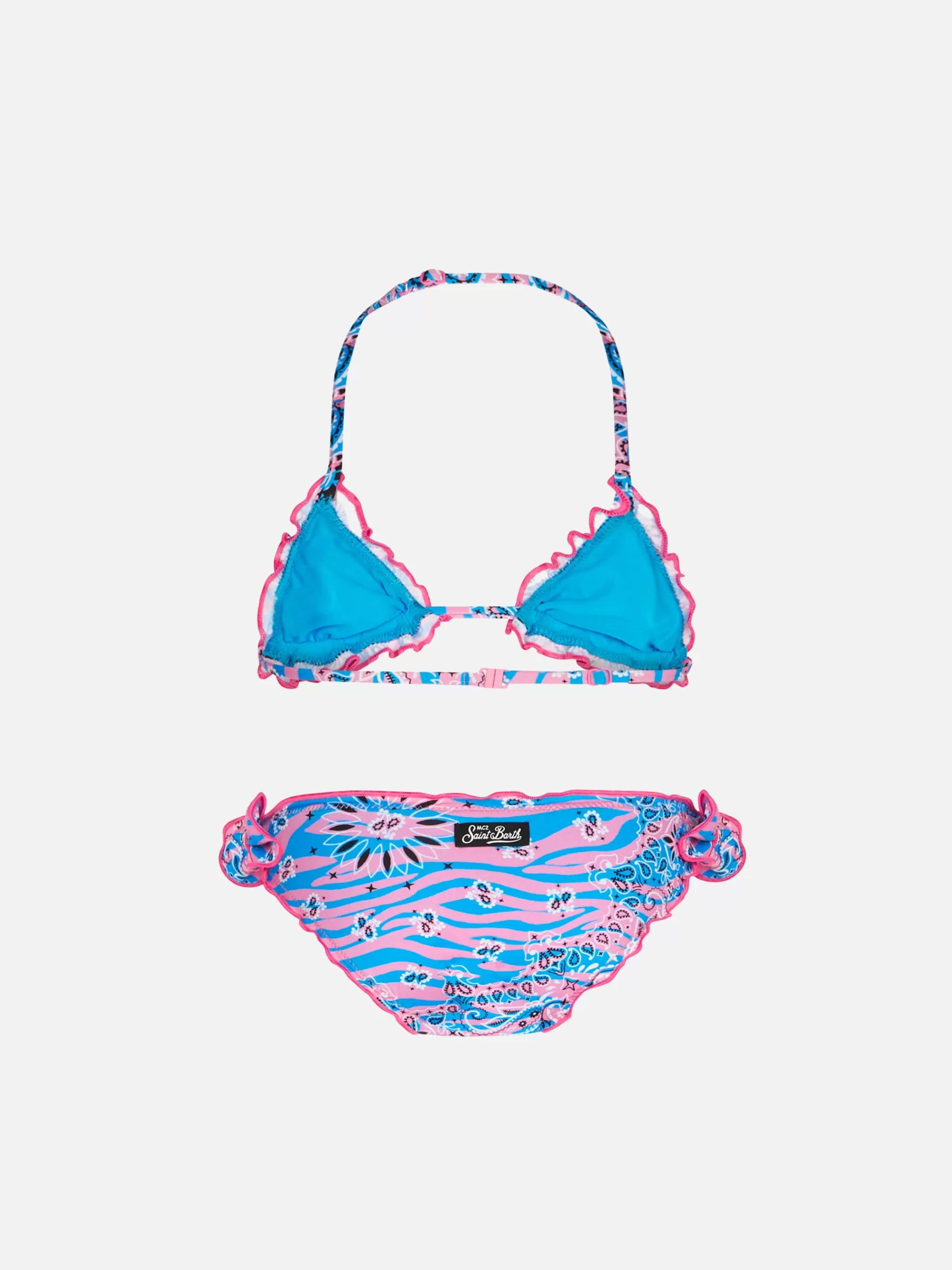 MC2 Saint Barth Girl triangle bikini with zebra bandanna print Outlet