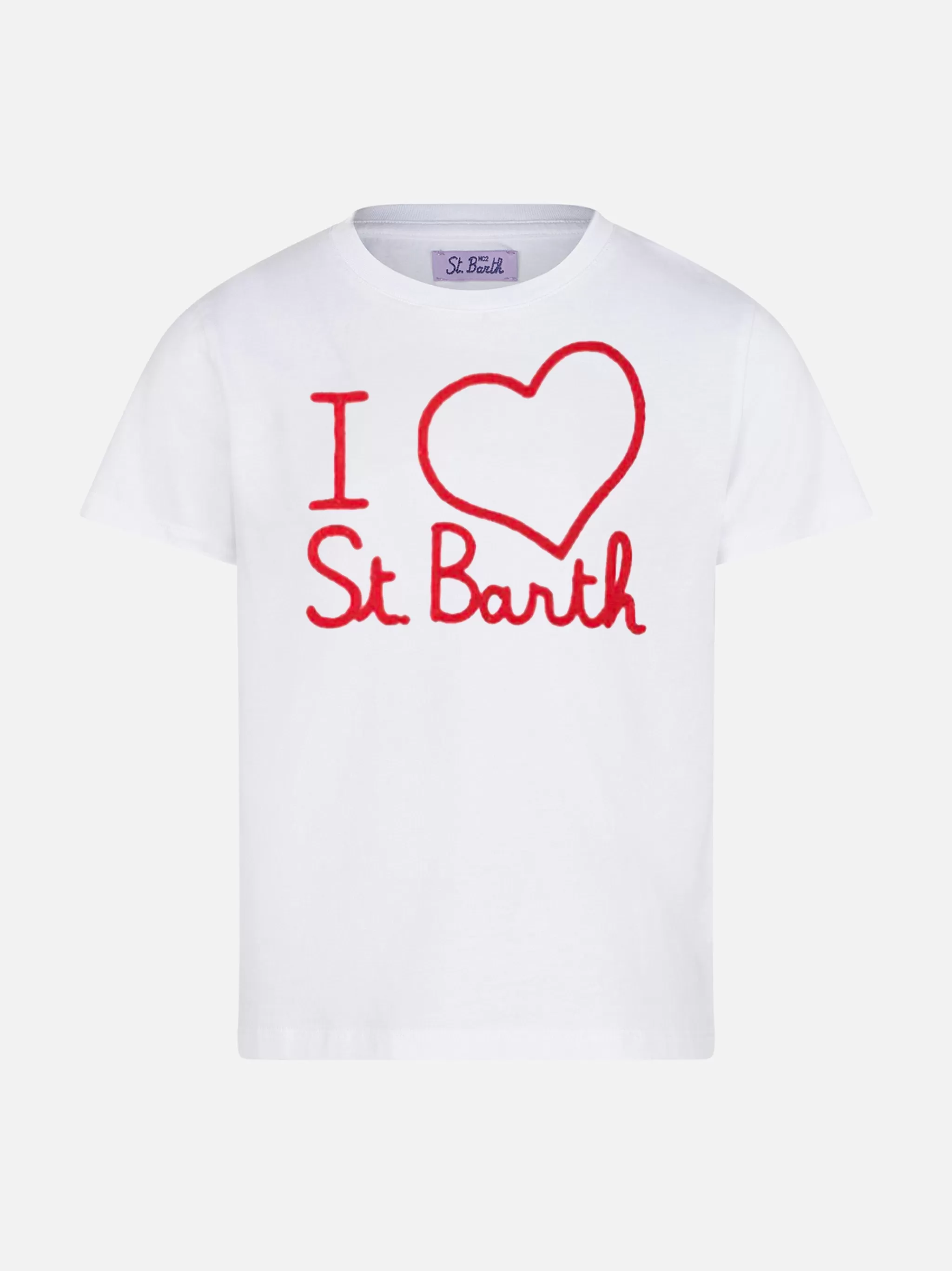 MC2 Saint Barth Girl t-shirt with I love St. Barth embroidery Flash Sale