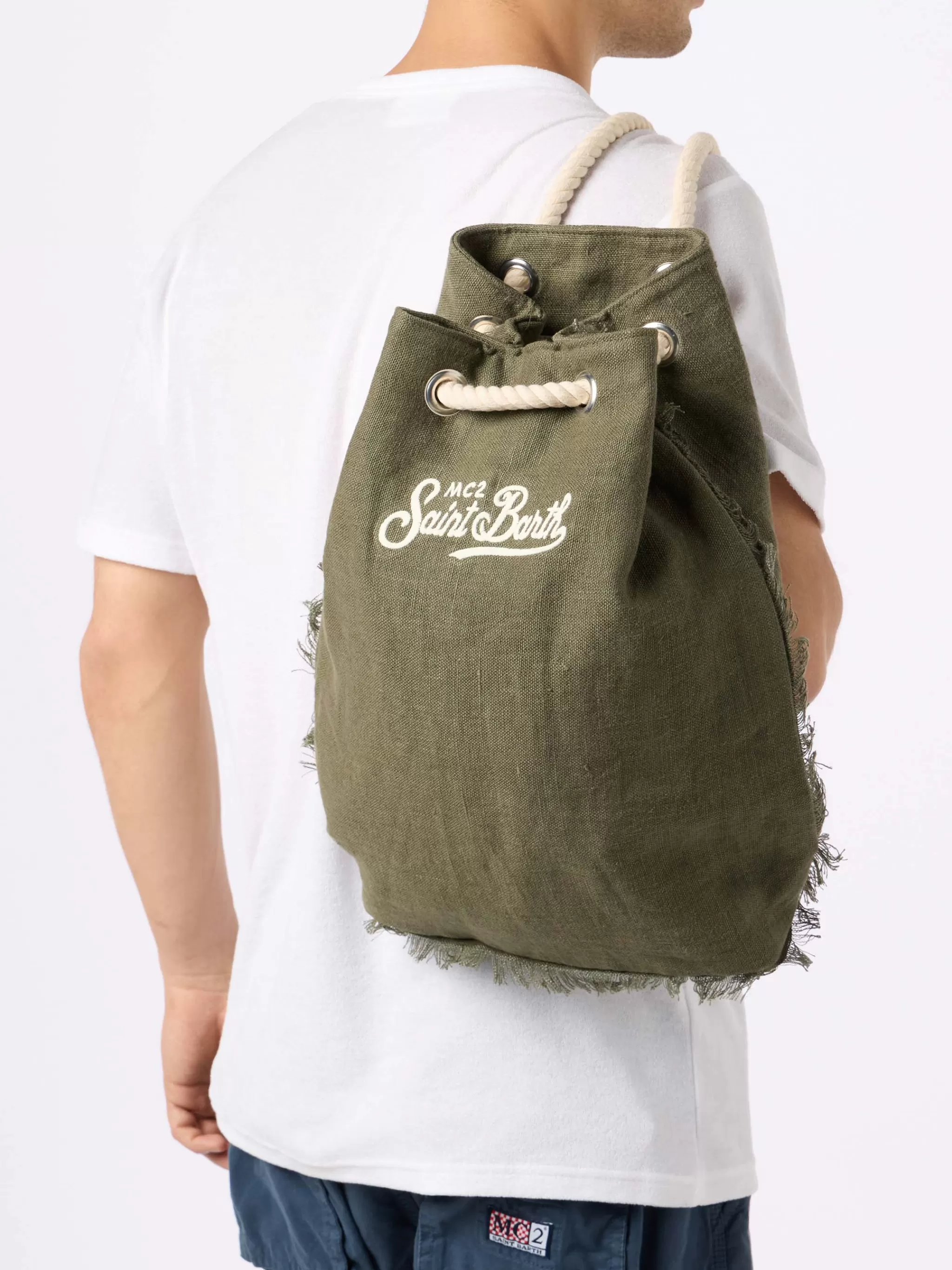 MC2 Saint Barth Green boat linen backpack Cheap