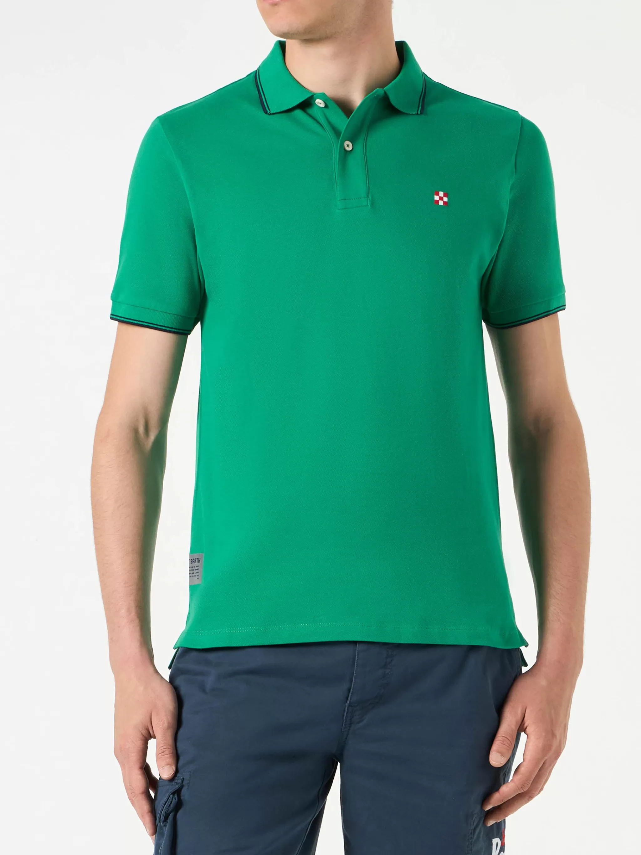 MC2 Saint Barth Green polo with St. Barth check logo Sale