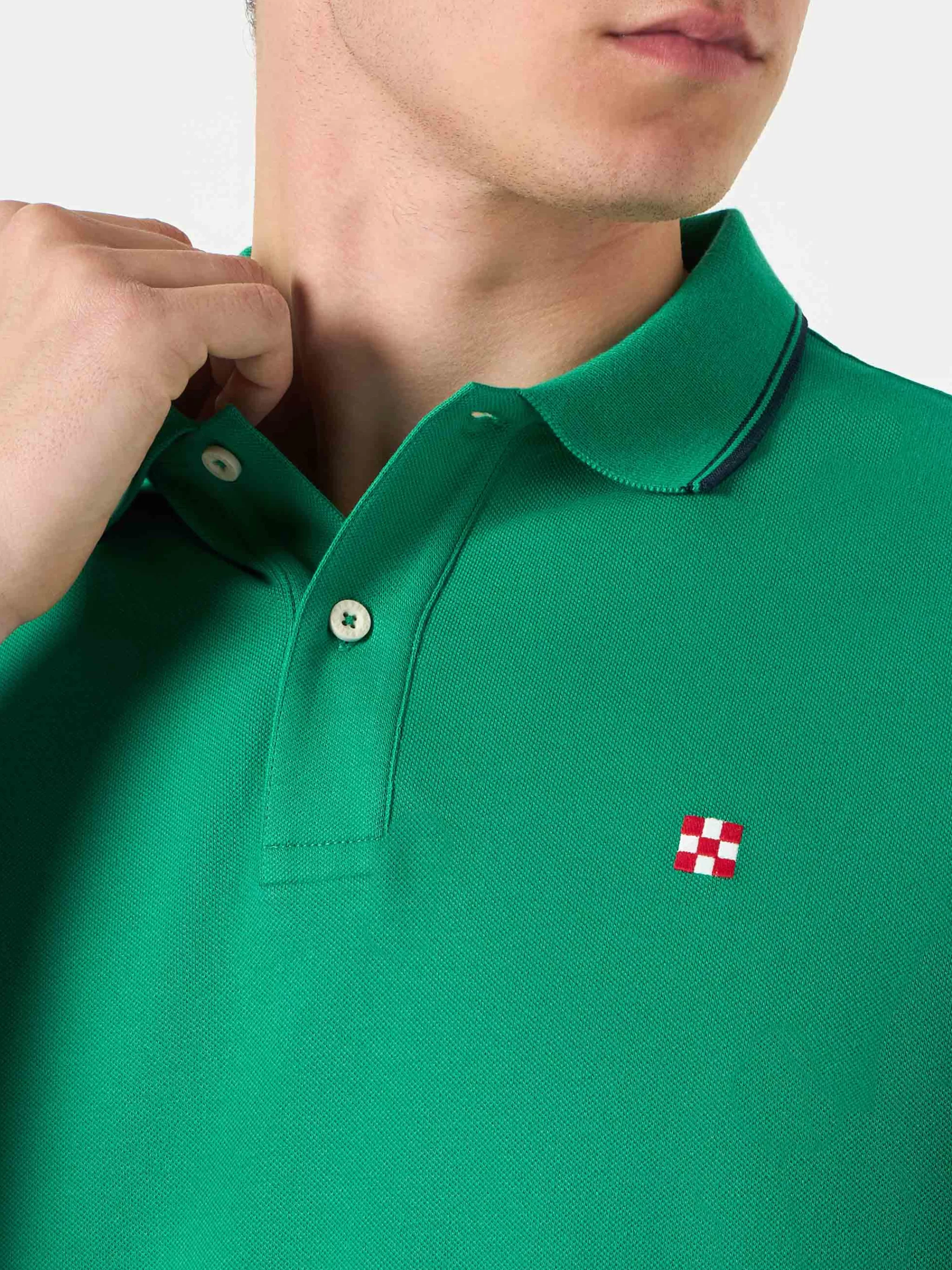 MC2 Saint Barth Green polo with St. Barth check logo Sale